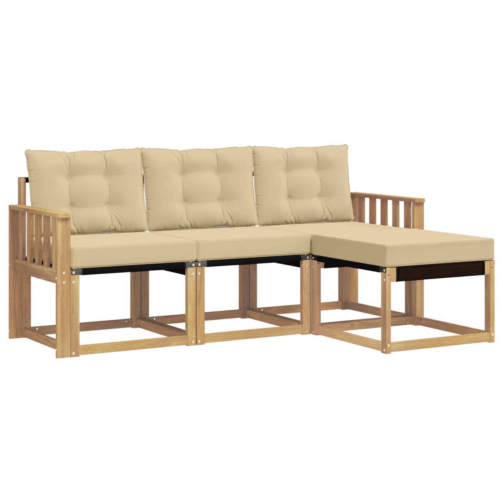 vidaXL Outdoor-Sofagarnitur mit Kissen 4 pcs Weiß und Beige