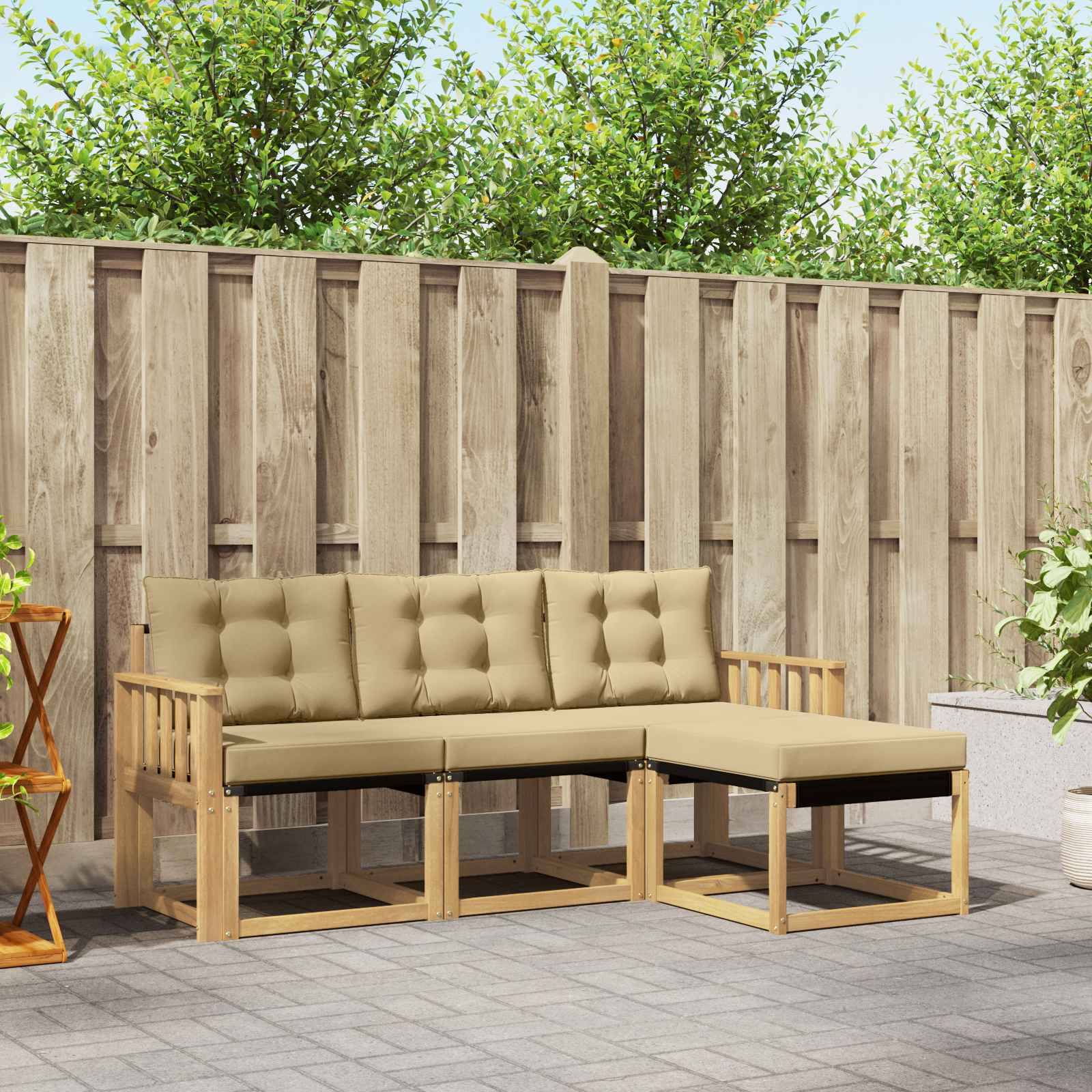 vidaXL Outdoor-Sofagarnitur mit Kissen 4 pcs Weiß und Beige
