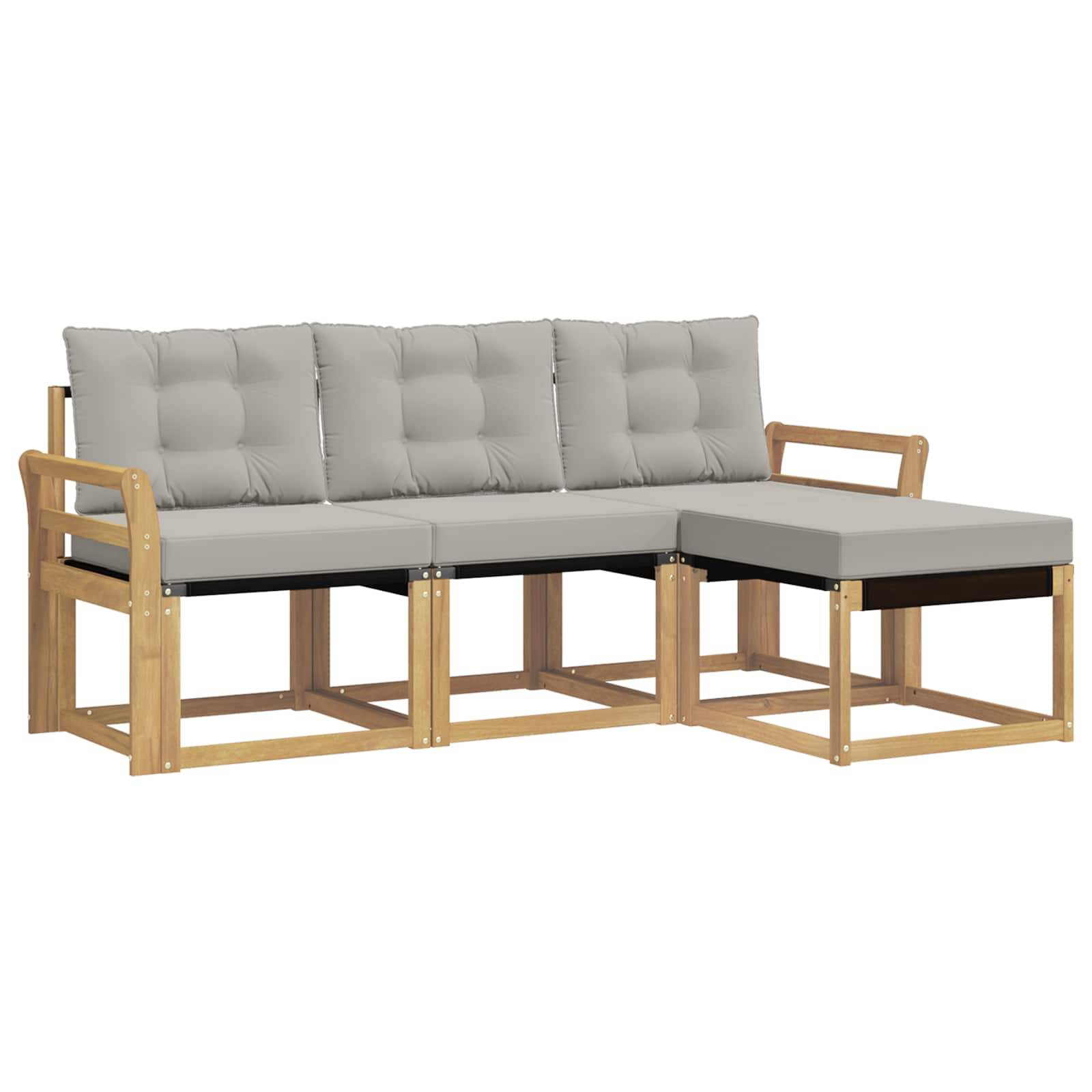 vidaXL Outdoor-Sofagarnitur mit Kissen 4 pcs Weiß und Hellgrau