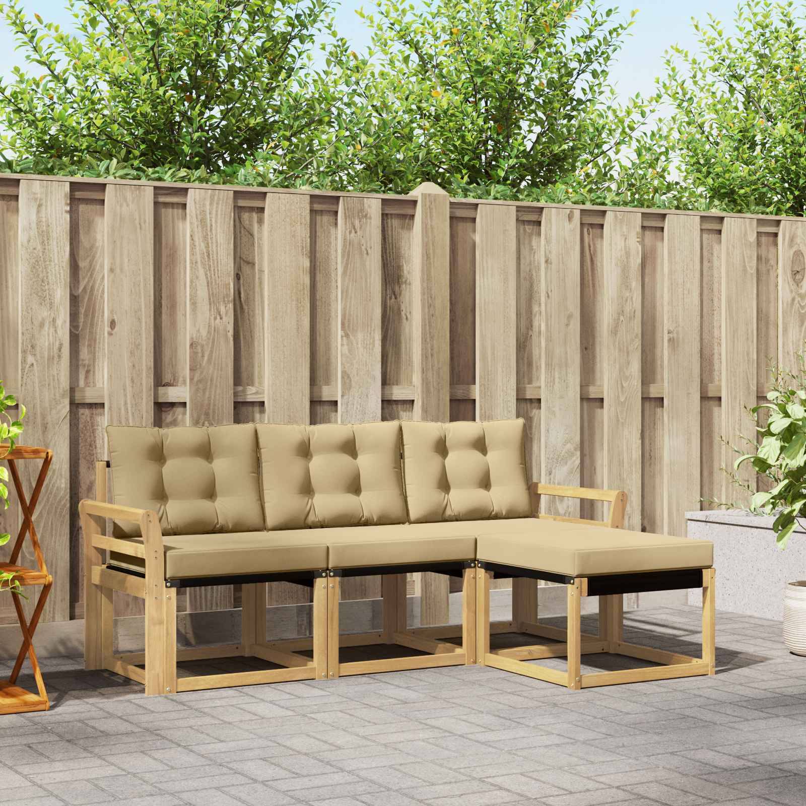 vidaXL Outdoor-Sofagarnitur mit Kissen 4 pcs Weiß und Beige
