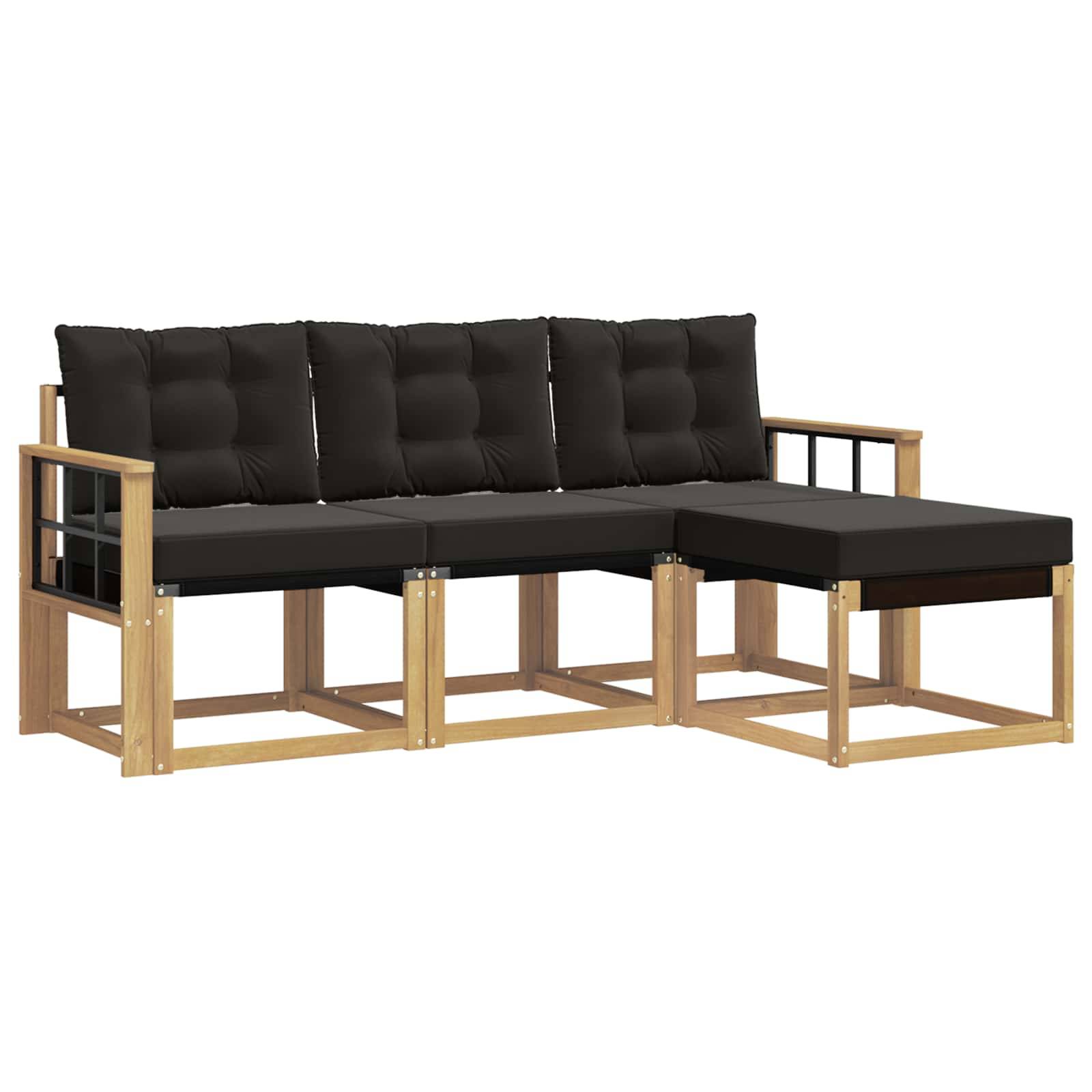 vidaXL Outdoor-Sofagarnitur mit Kissen 4 pcs Weiß und Schwarz