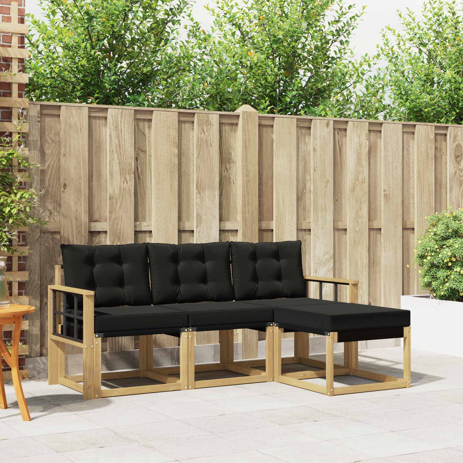 vidaXL Outdoor-Sofagarnitur mit Kissen 4 pcs Weiß und Schwarz