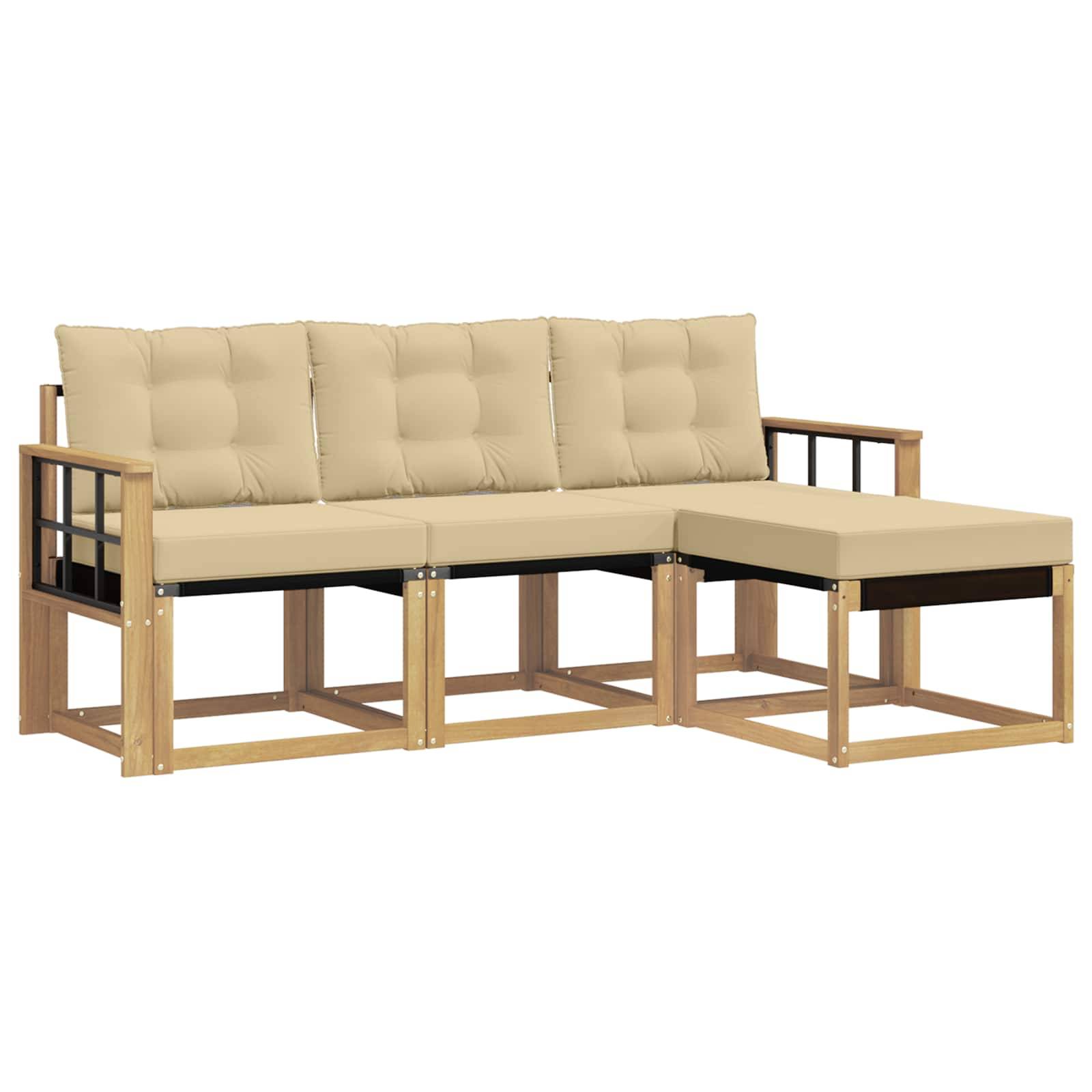 vidaXL Outdoor-Sofagarnitur mit Kissen 4 pcs Weiß und Beige