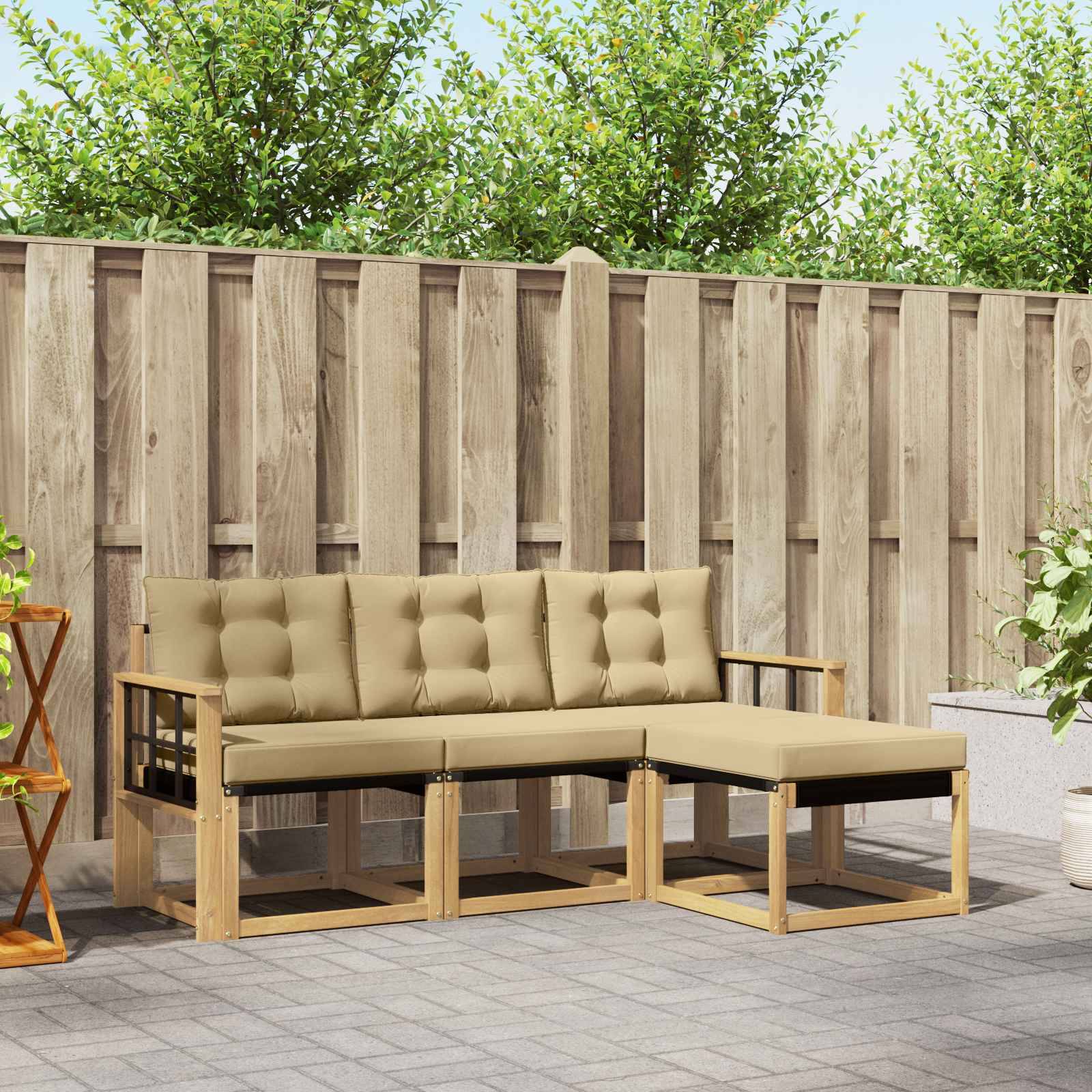 vidaXL Outdoor-Sofagarnitur mit Kissen 4 pcs Weiß und Beige