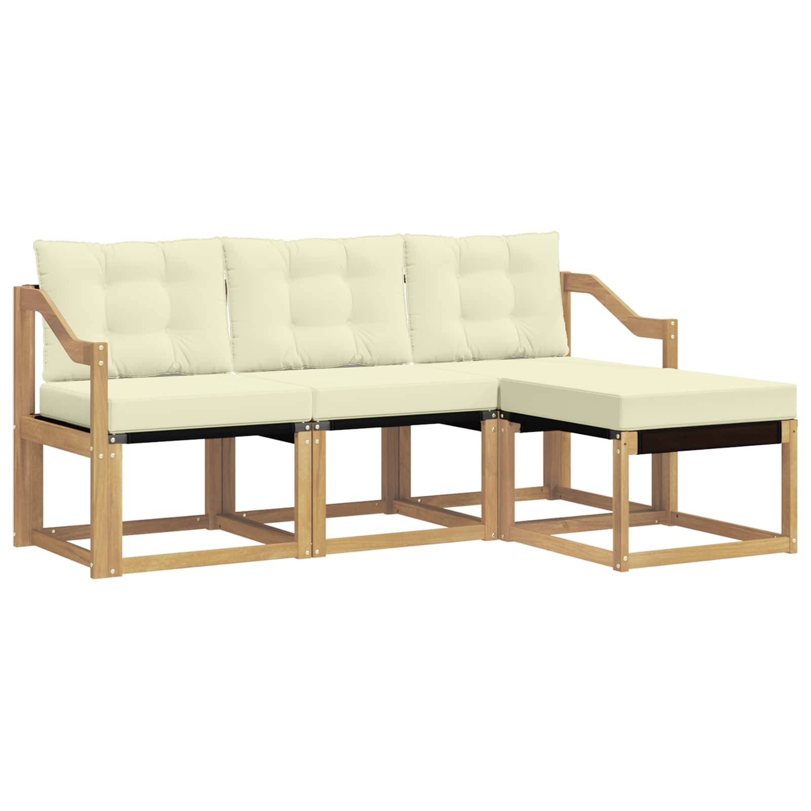 vidaXL Outdoor-Sofagarnitur mit Kissen 4 pcs Weiß und Creme