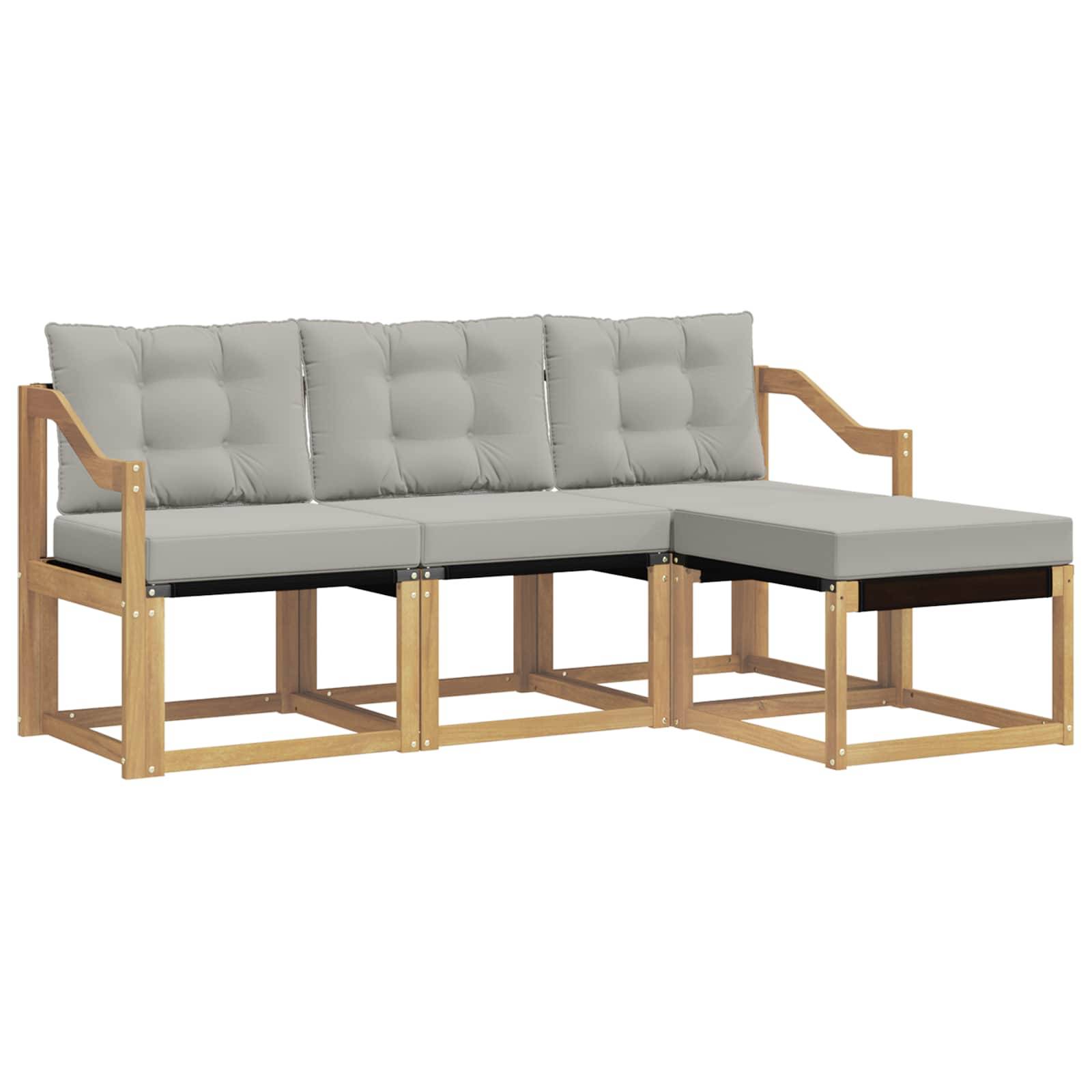 vidaXL Outdoor-Sofagarnitur mit Kissen 4 pcs Weiß und Hellgrau