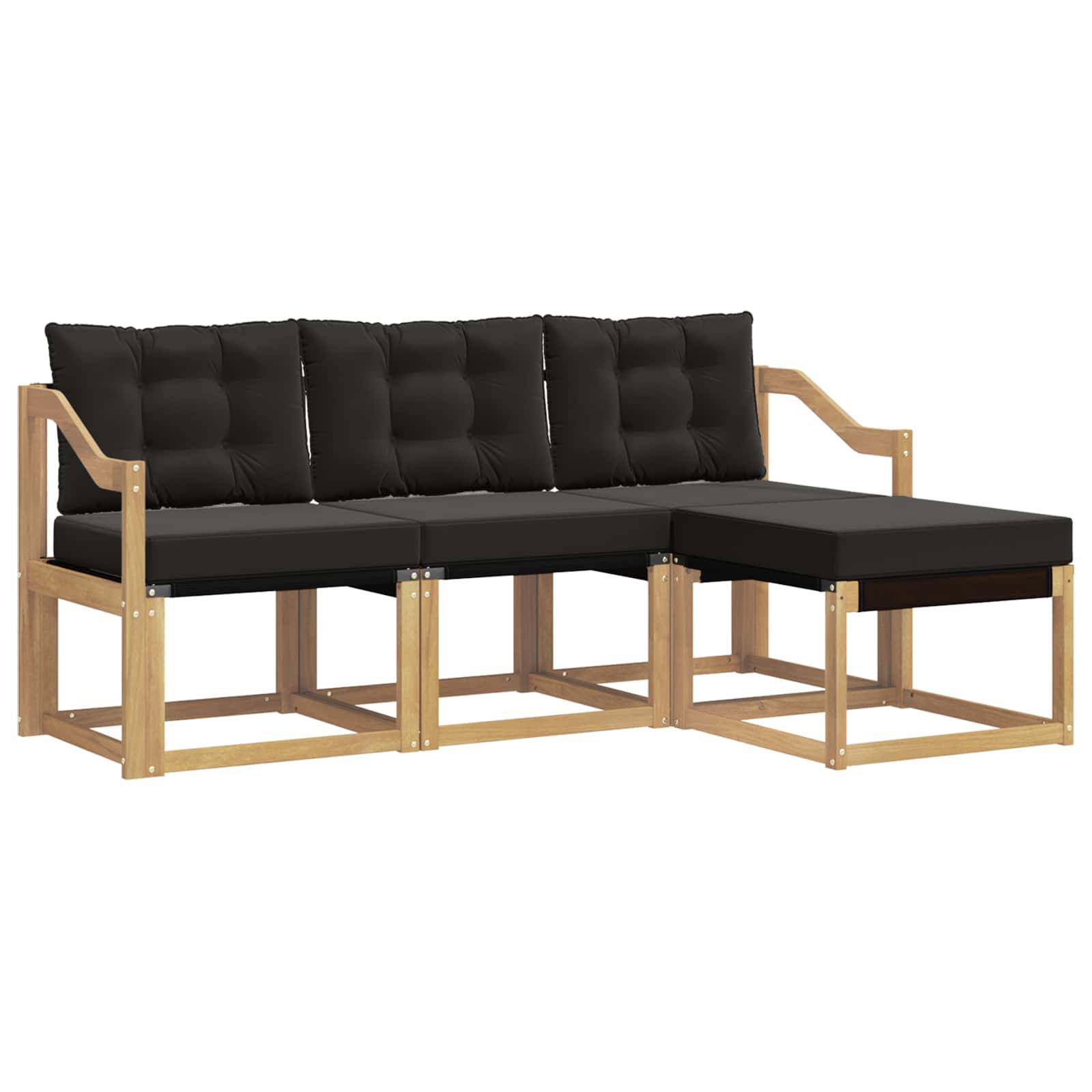 vidaXL Outdoor-Sofagarnitur mit Kissen 4 pcs Weiß und Schwarz