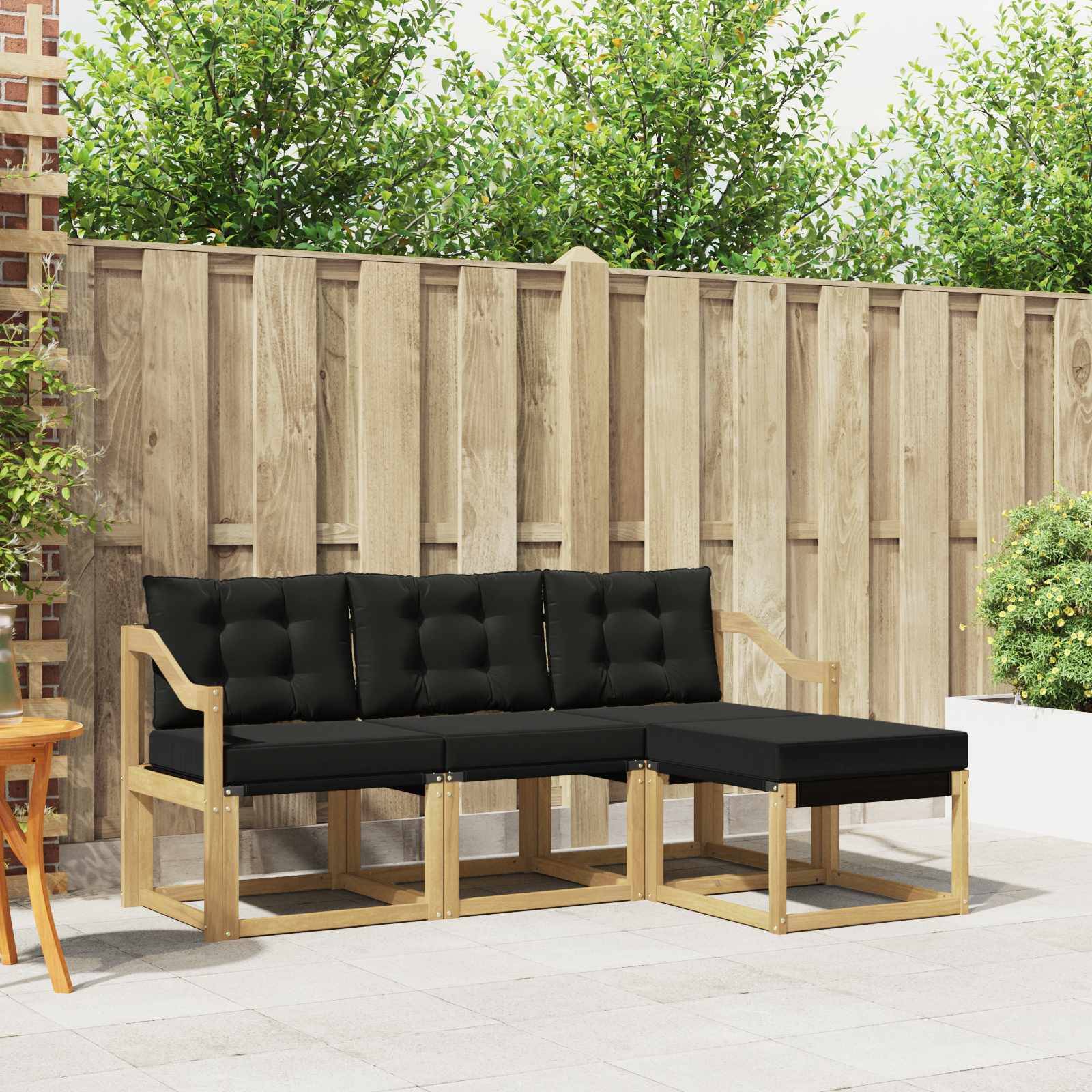 vidaXL Outdoor-Sofagarnitur mit Kissen 4 pcs Weiß und Schwarz
