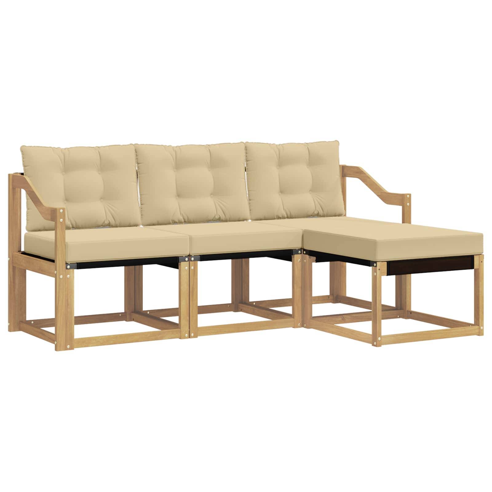 vidaXL Outdoor-Sofagarnitur mit Kissen 4 pcs Weiß und Beige
