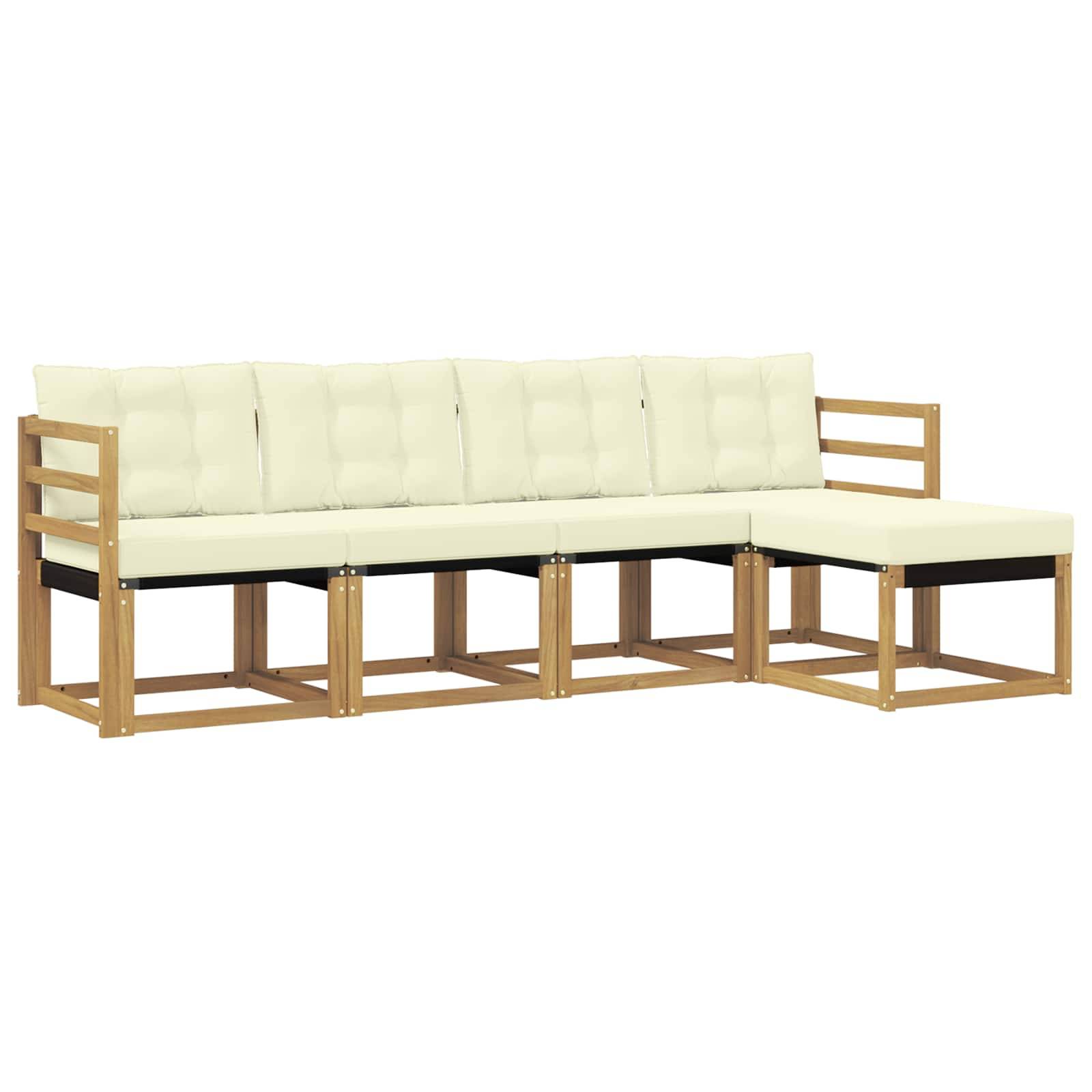 vidaXL Outdoor-Sofagarnitur mit Kissen 5 pcs Weiß und Creme