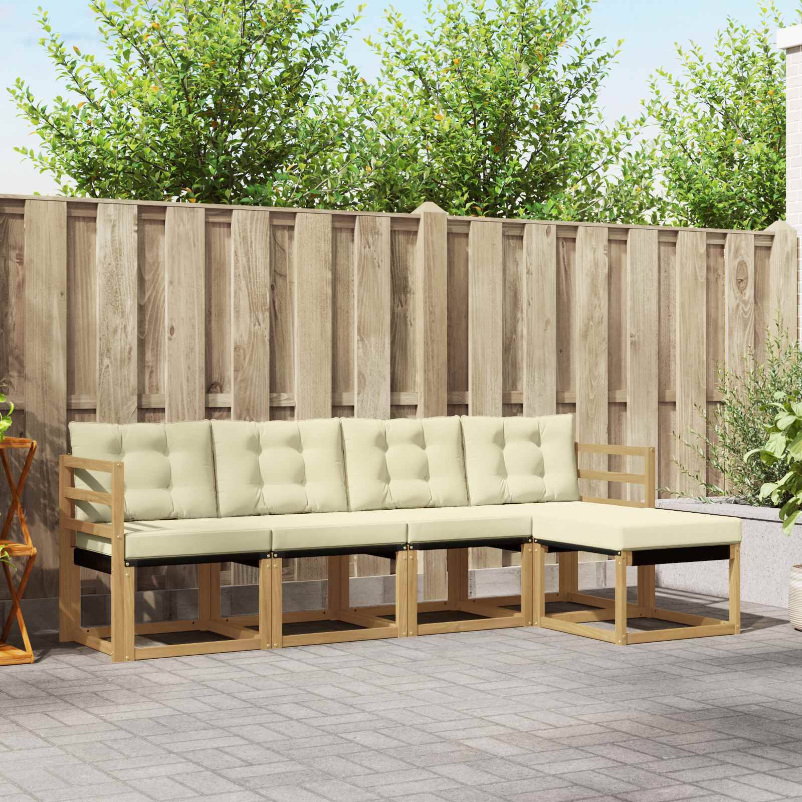vidaXL Outdoor-Sofagarnitur mit Kissen 5 pcs Weiß und Creme