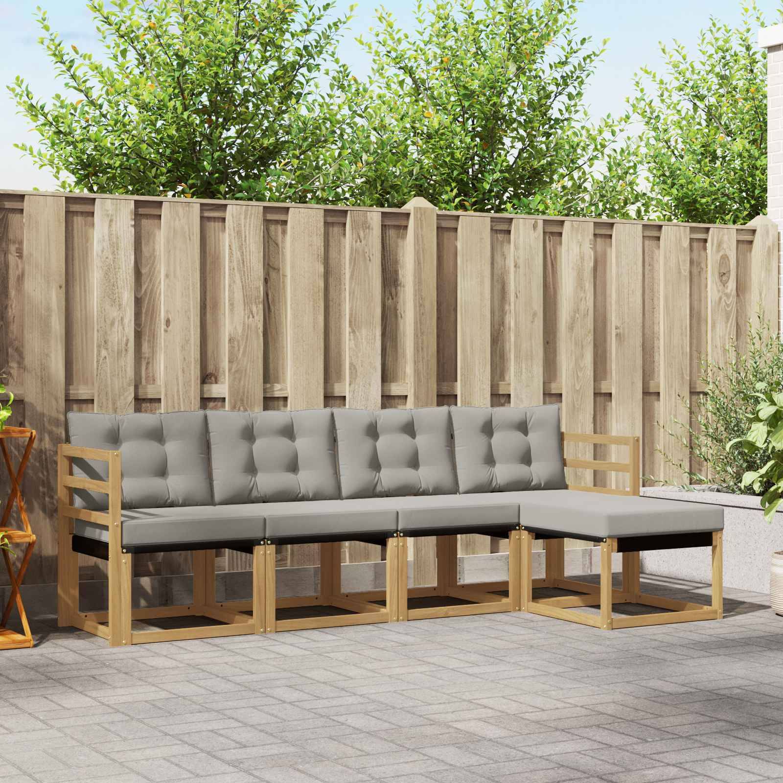 vidaXL Outdoor-Sofagarnitur mit Kissen 5 pcs Weiß und Hellgrau