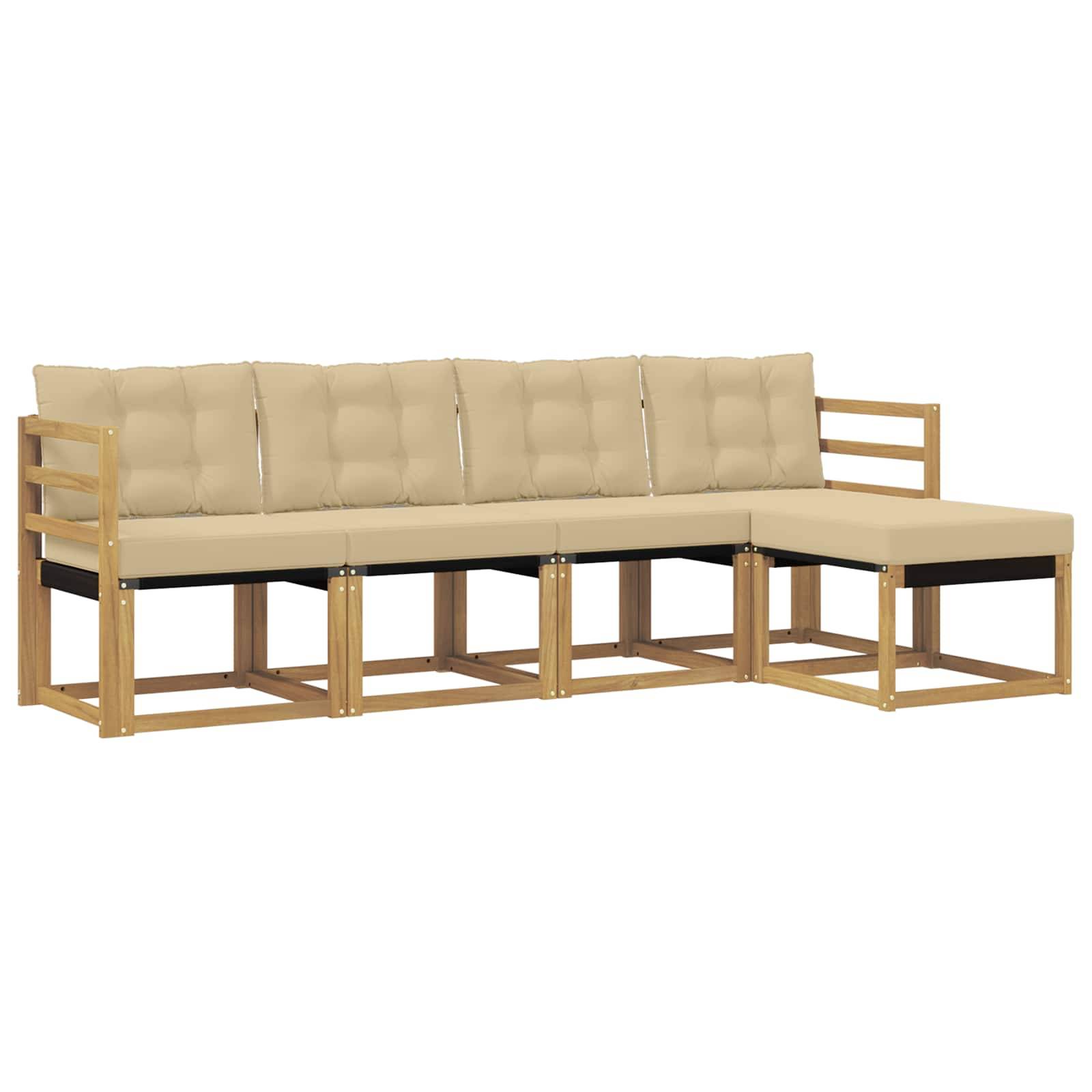 vidaXL Outdoor-Sofagarnitur mit Kissen 5 pcs Weiß und Beige
