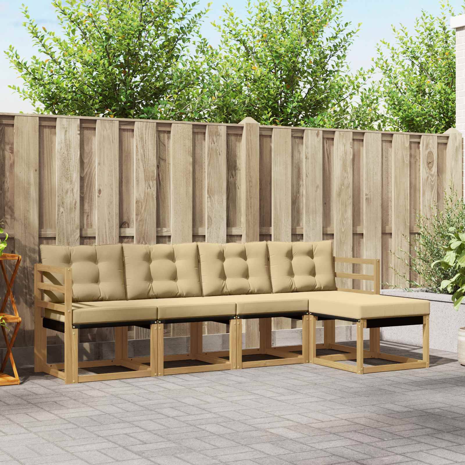 vidaXL Outdoor-Sofagarnitur mit Kissen 5 pcs Weiß und Beige