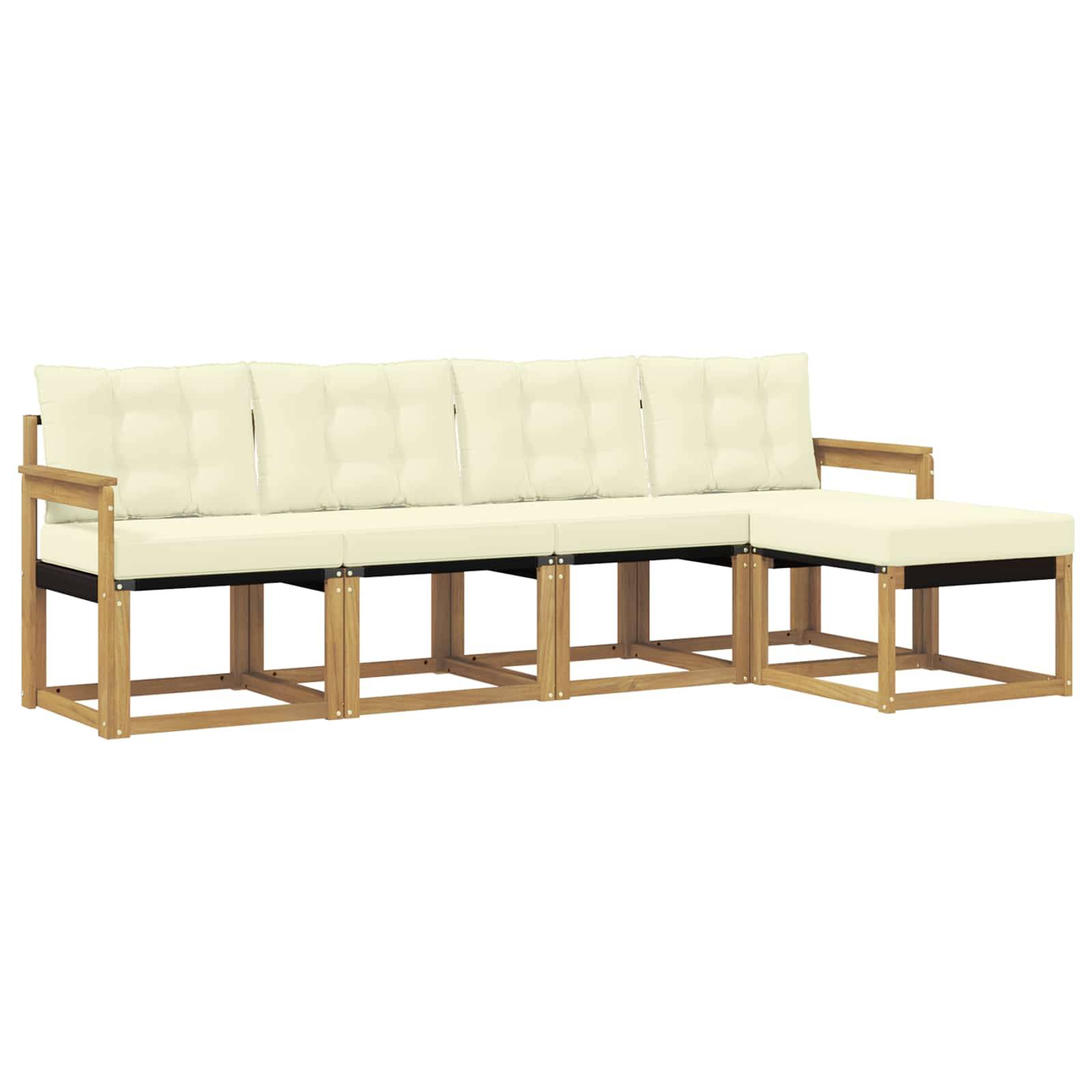 vidaXL Outdoor-Sofagarnitur mit Kissen 5 pcs Weiß und Creme