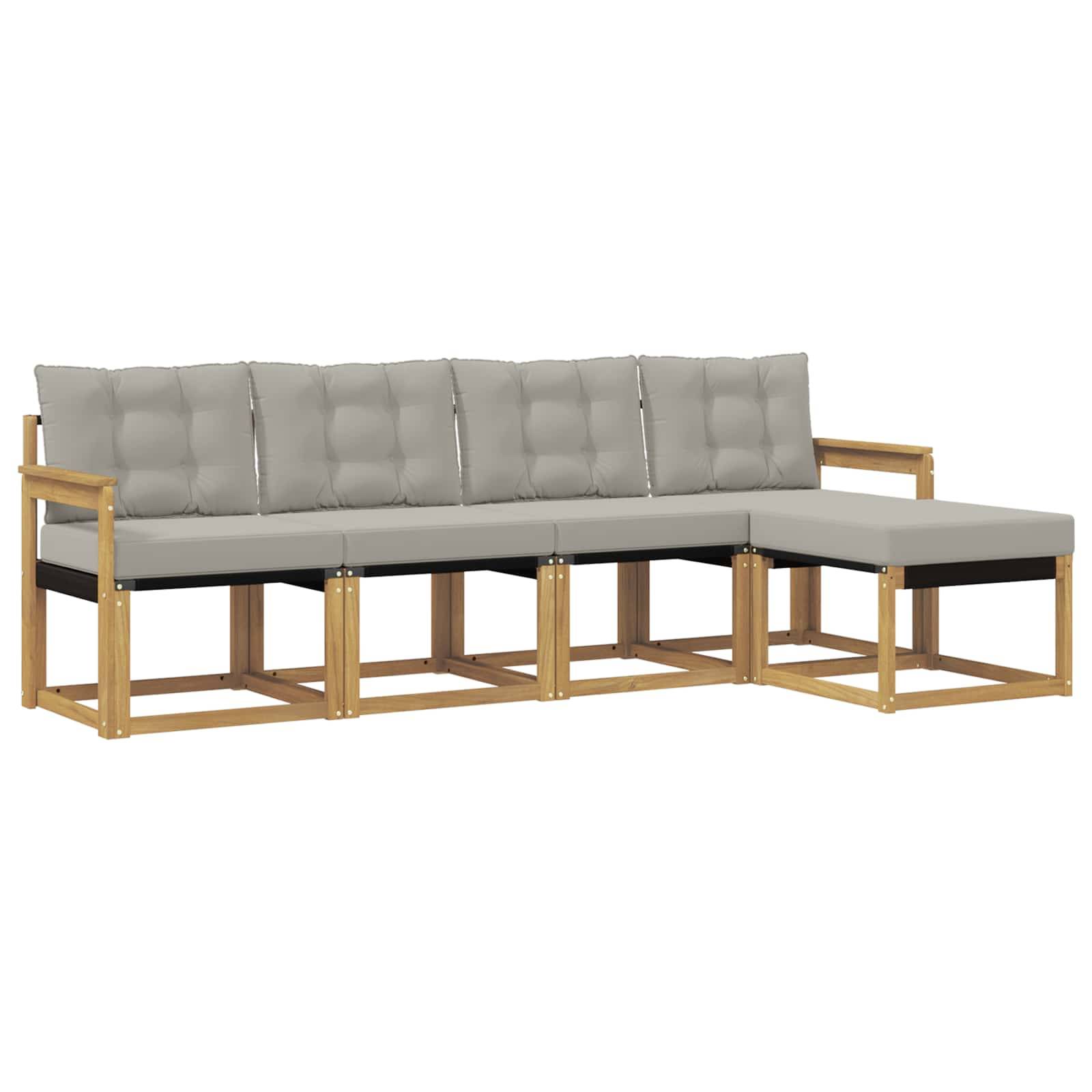 vidaXL Outdoor-Sofagarnitur mit Kissen 5 pcs Weiß und Hellgrau
