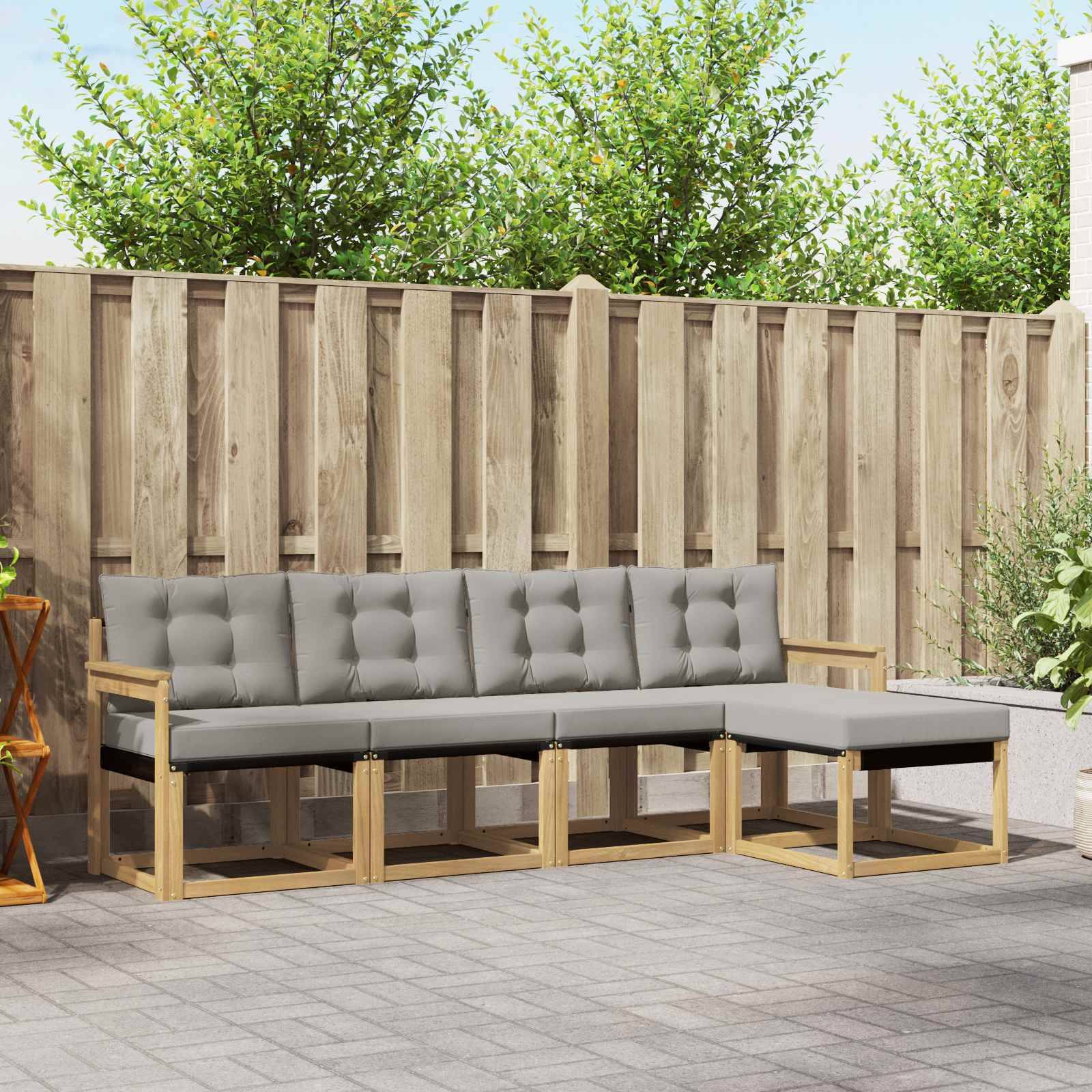 vidaXL Outdoor-Sofagarnitur mit Kissen 5 pcs Weiß und Hellgrau