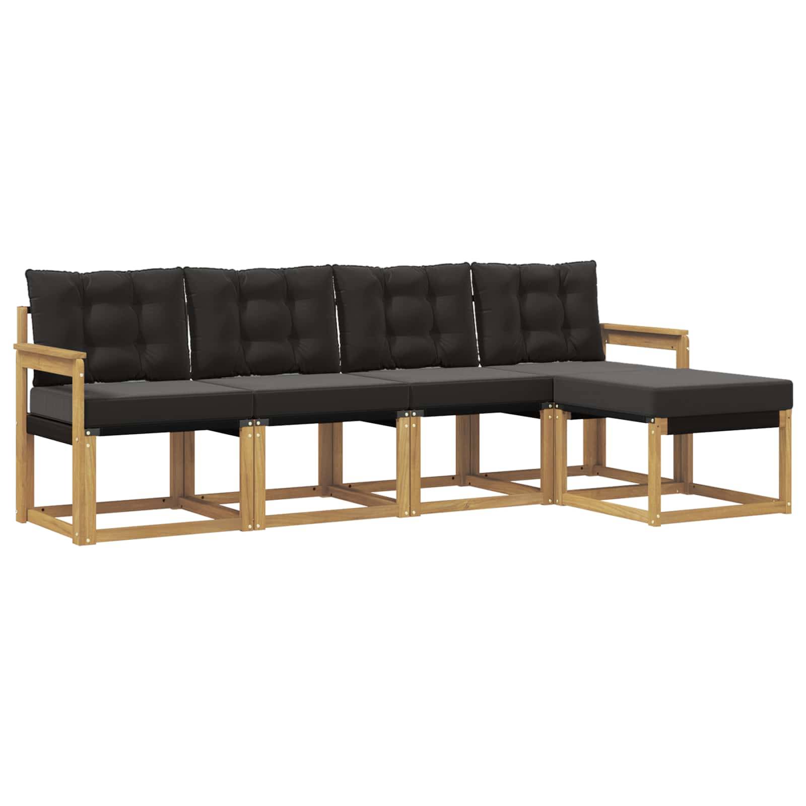 vidaXL Outdoor-Sofagarnitur mit Kissen 5 pcs Weiß und Schwarz
