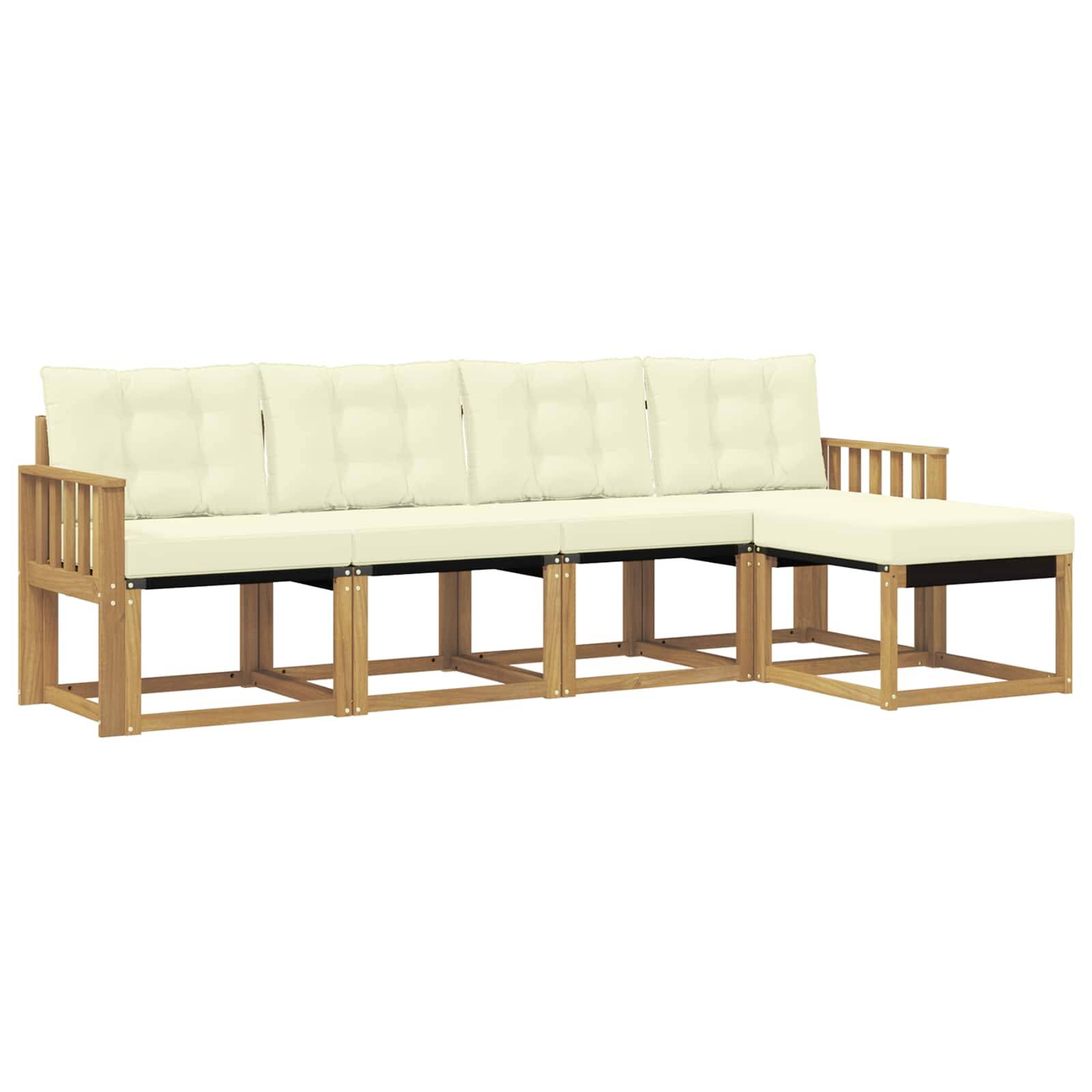 vidaXL Outdoor-Sofagarnitur mit Kissen 5 pcs Weiß und Creme