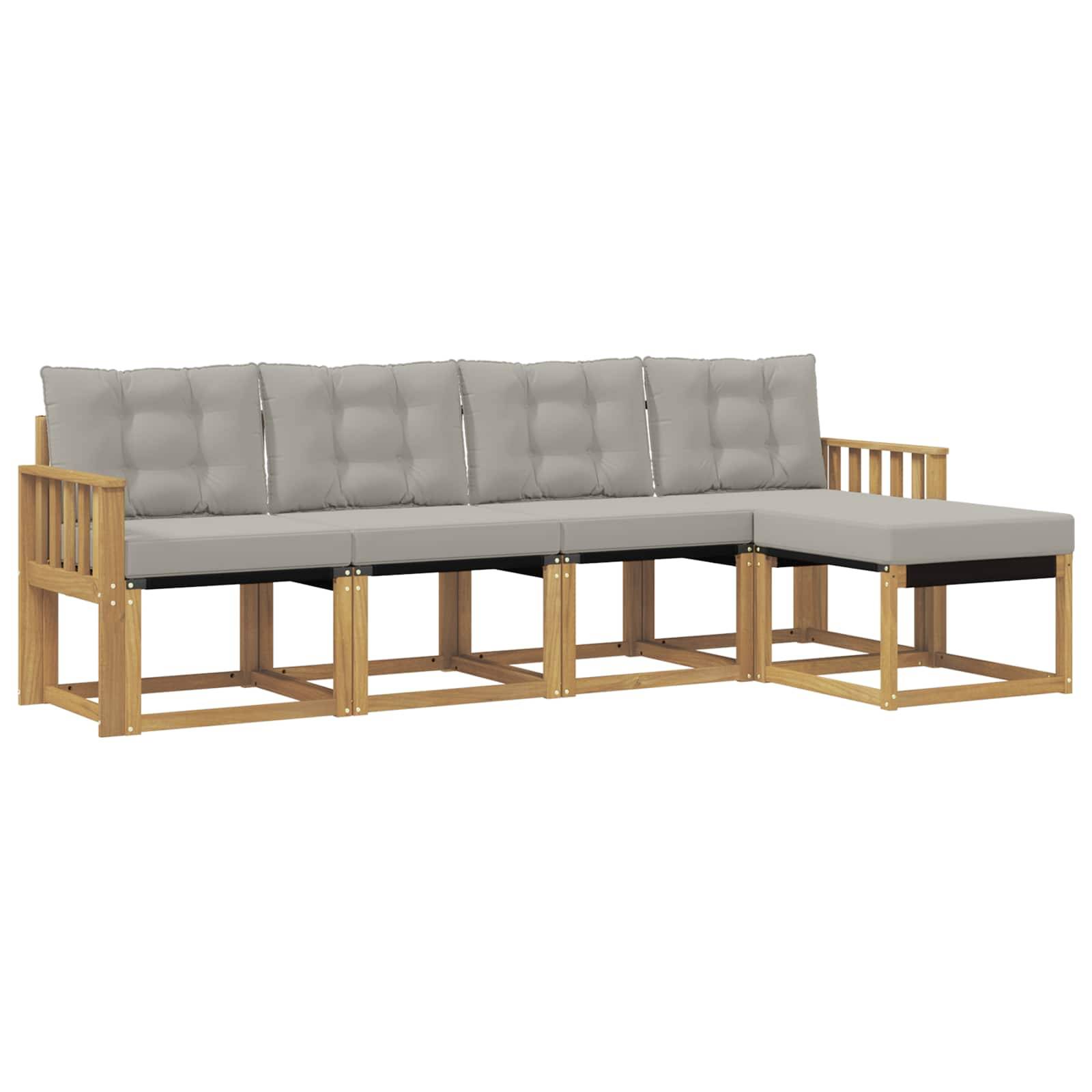 vidaXL Outdoor-Sofagarnitur mit Kissen 5 pcs Weiß und Hellgrau