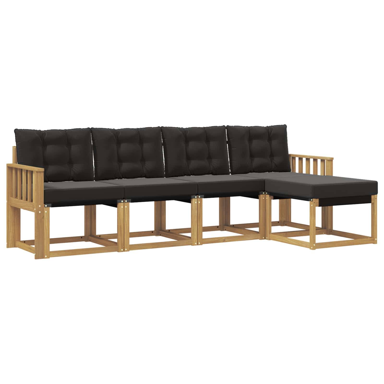 vidaXL Outdoor-Sofagarnitur mit Kissen 5 pcs Weiß und Schwarz
