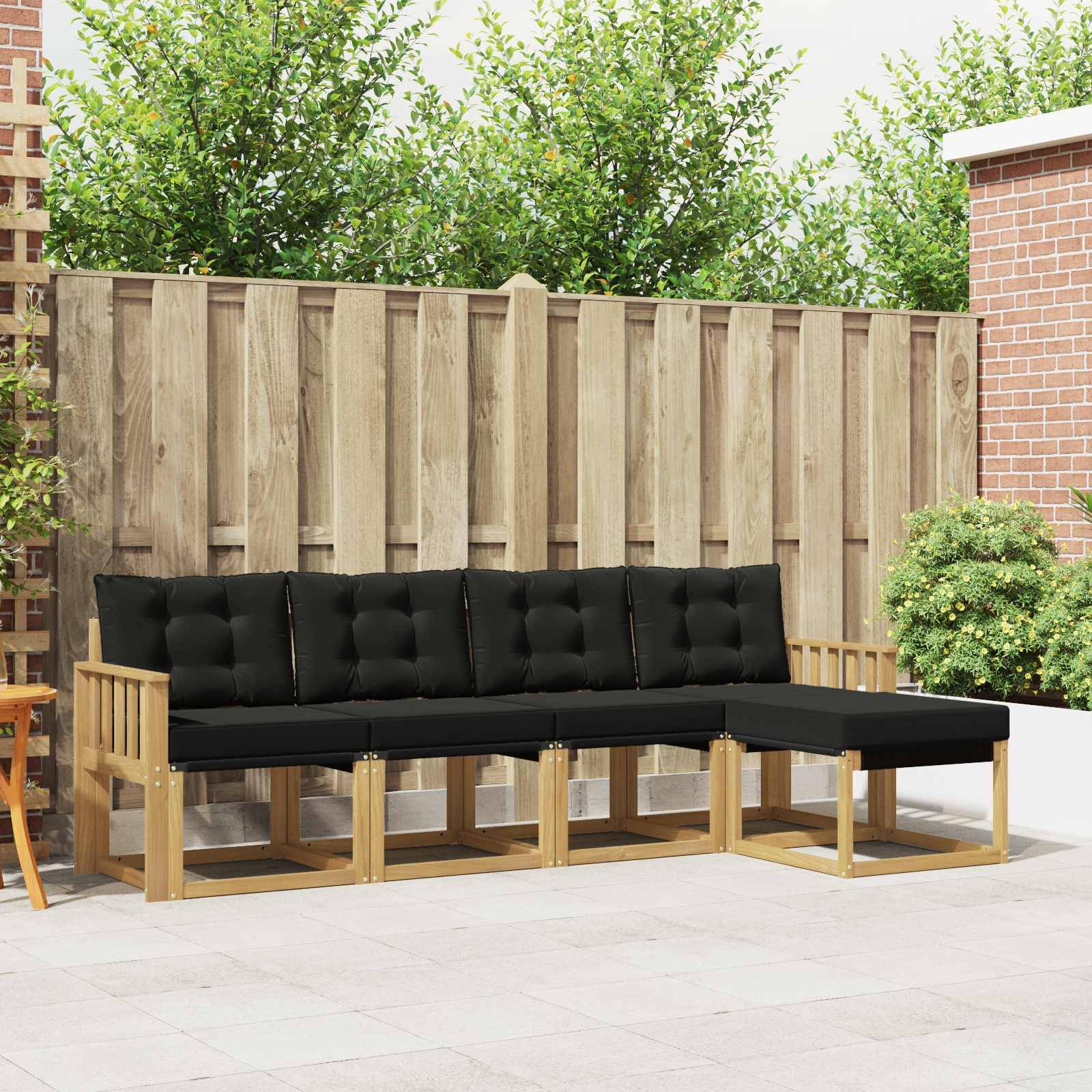 vidaXL Outdoor-Sofagarnitur mit Kissen 5 pcs Weiß und Schwarz