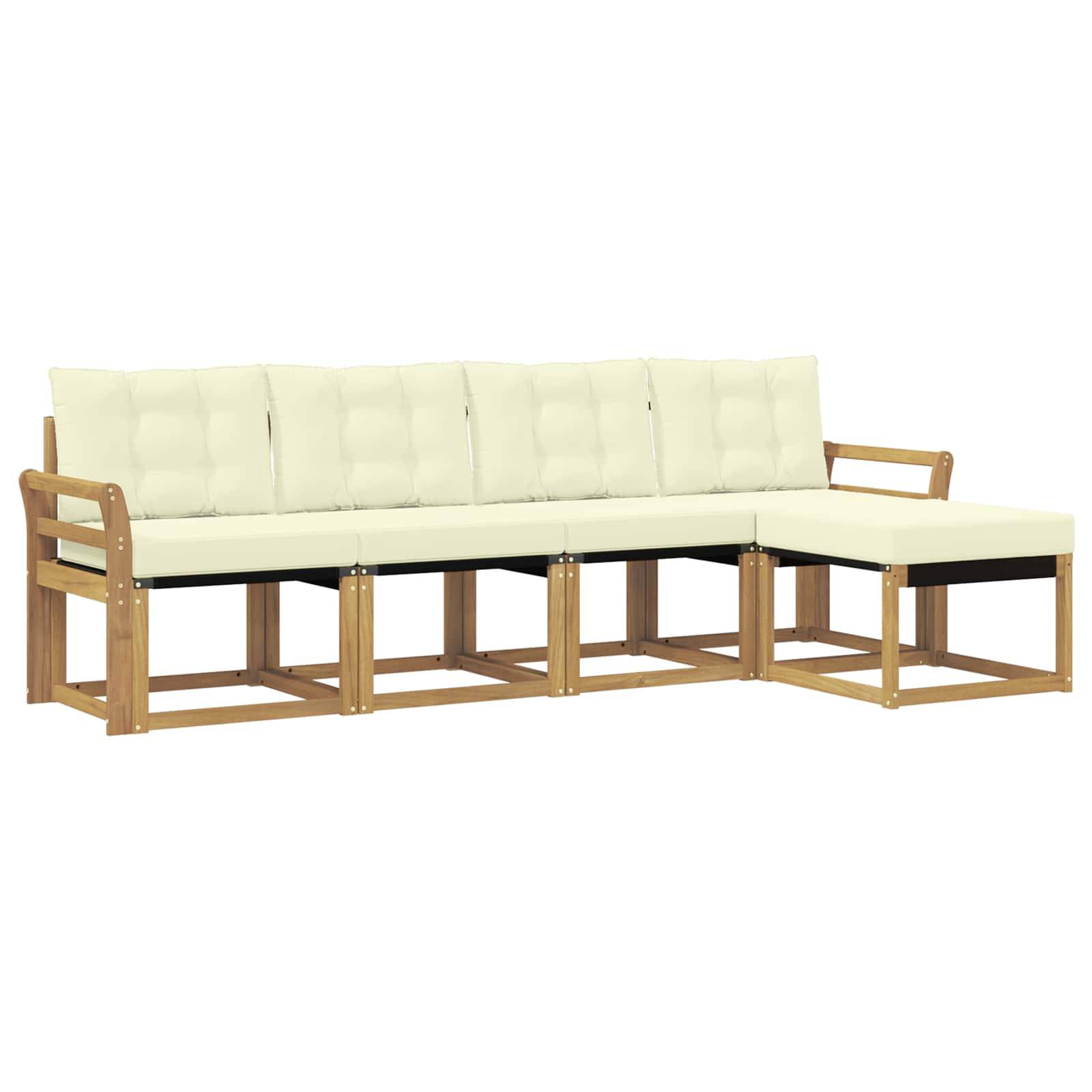 vidaXL Outdoor-Sofagarnitur mit Kissen 5 pcs Weiß und Creme