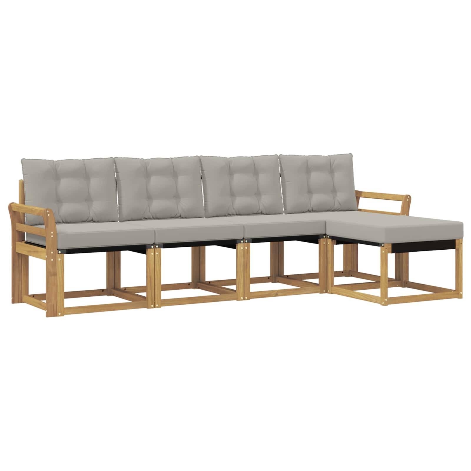 vidaXL Outdoor-Sofagarnitur mit Kissen 5 pcs Weiß und Hellgrau