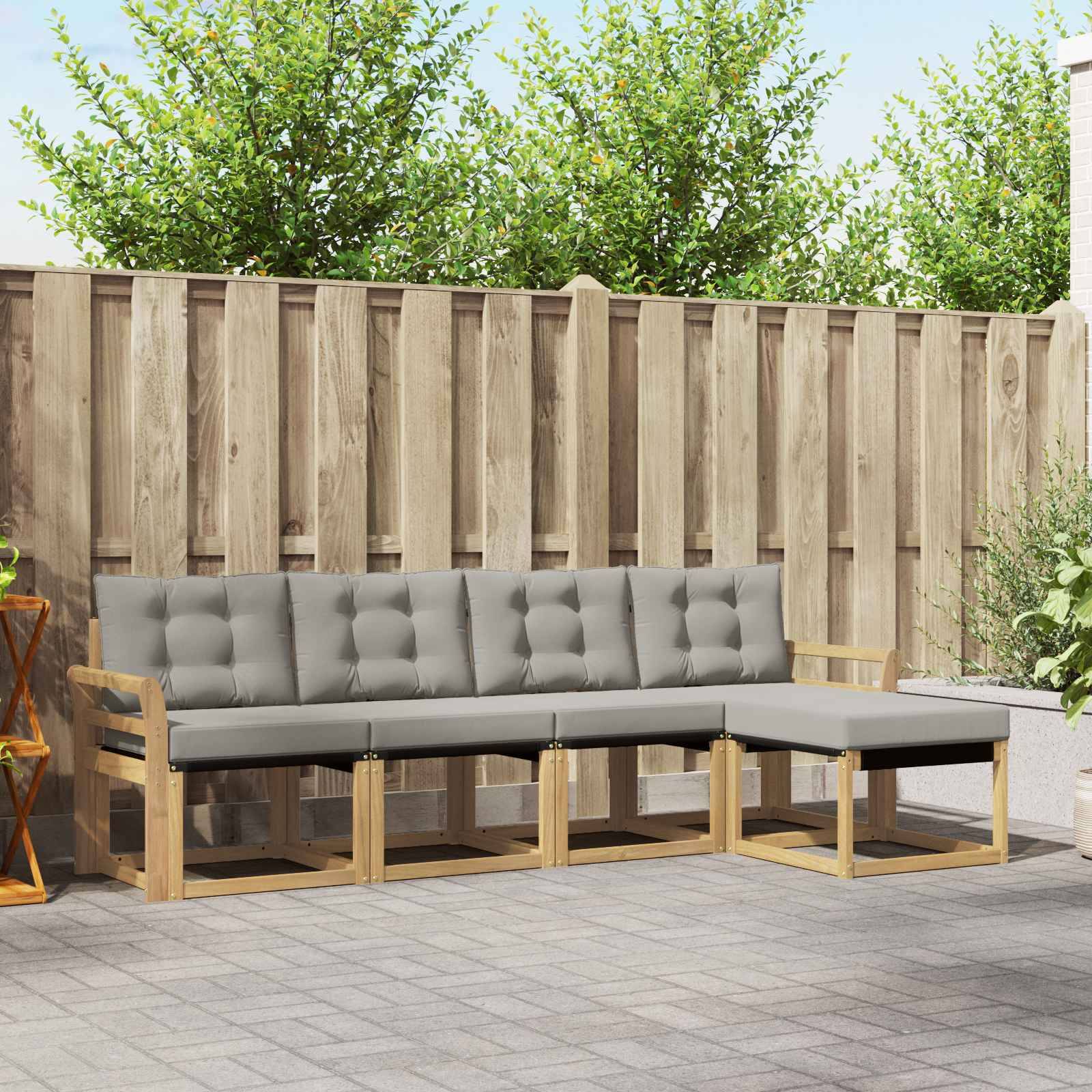 vidaXL Outdoor-Sofagarnitur mit Kissen 5 pcs Weiß und Hellgrau