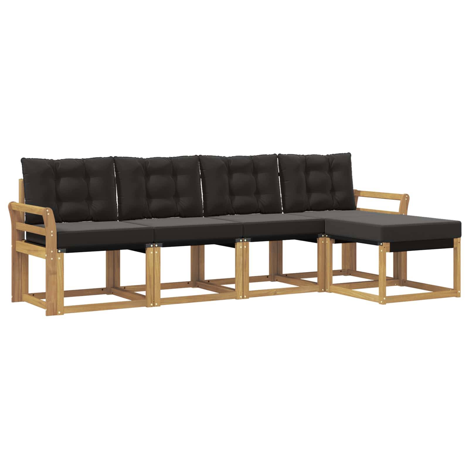 vidaXL Outdoor-Sofagarnitur mit Kissen 5 pcs Weiß und Schwarz