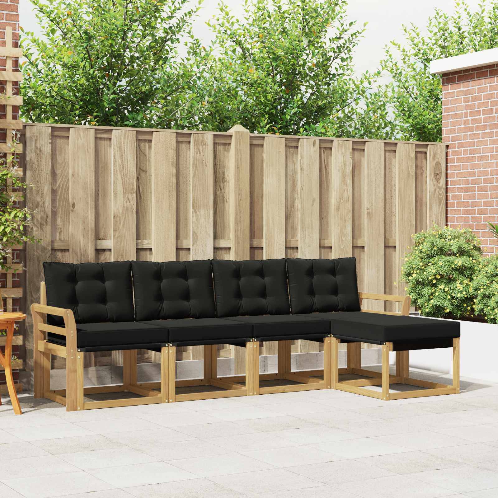 vidaXL Outdoor-Sofagarnitur mit Kissen 5 pcs Weiß und Schwarz