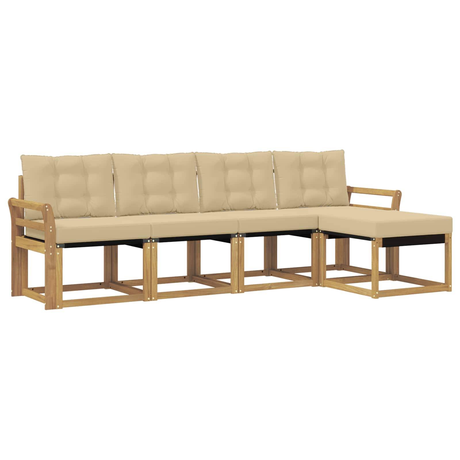 vidaXL Outdoor-Sofagarnitur mit Kissen 5 pcs Weiß und Beige