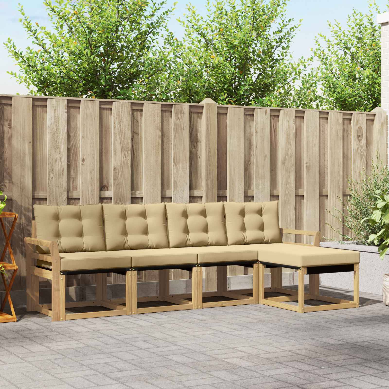vidaXL Outdoor-Sofagarnitur mit Kissen 5 pcs Weiß und Beige