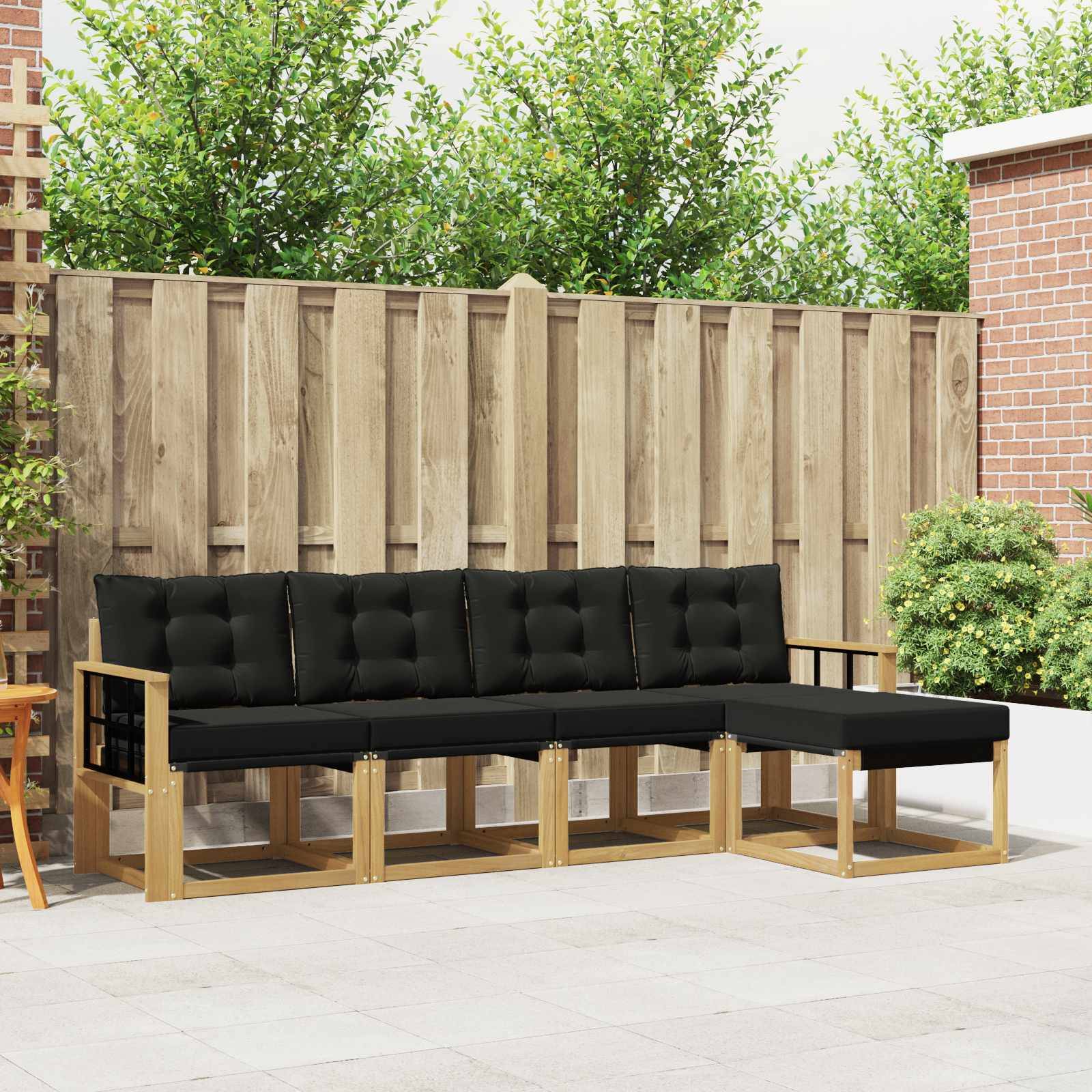 vidaXL Outdoor-Sofagarnitur mit Kissen 5 pcs Weiß und Schwarz