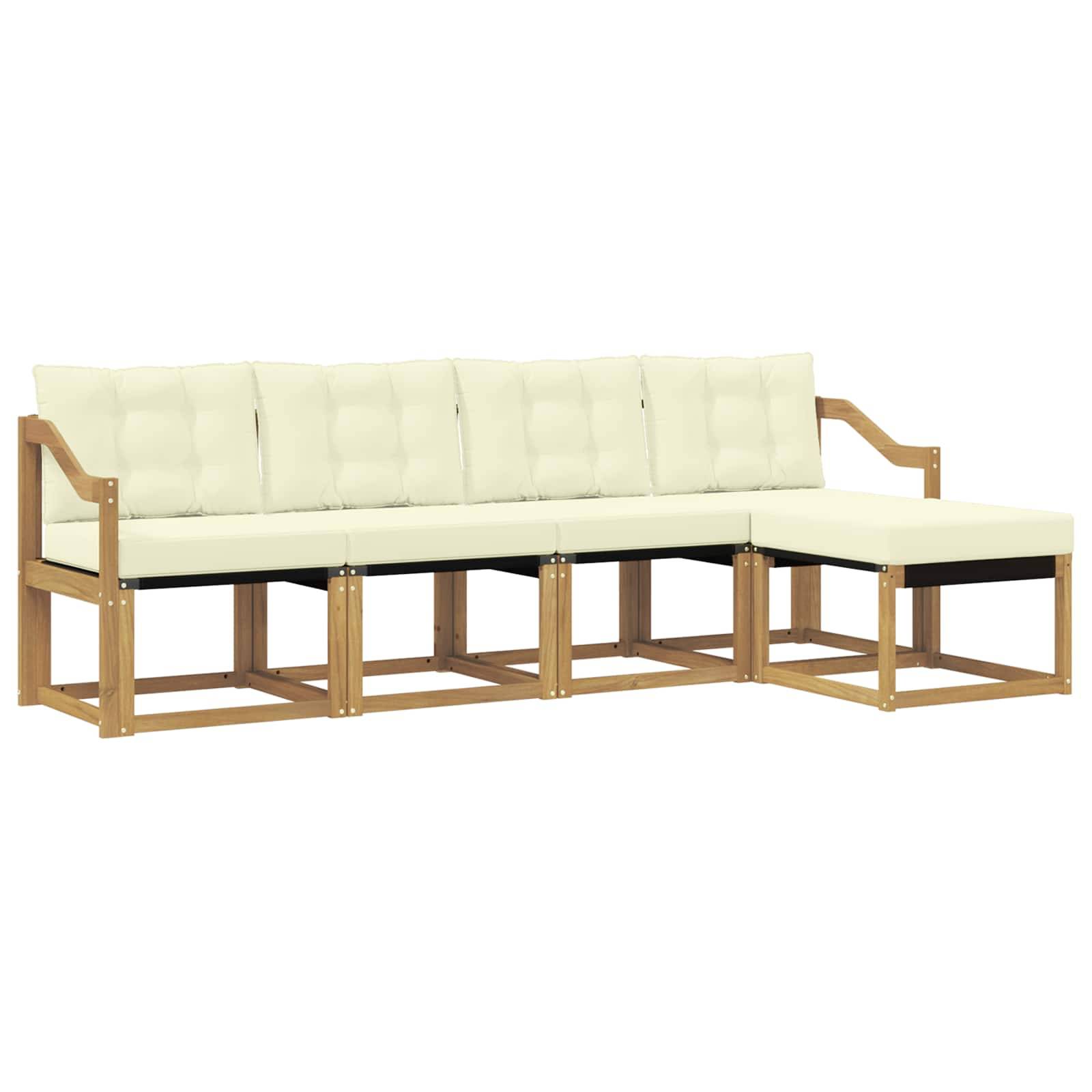 vidaXL Outdoor-Sofagarnitur mit Kissen 5 pcs Weiß und Creme