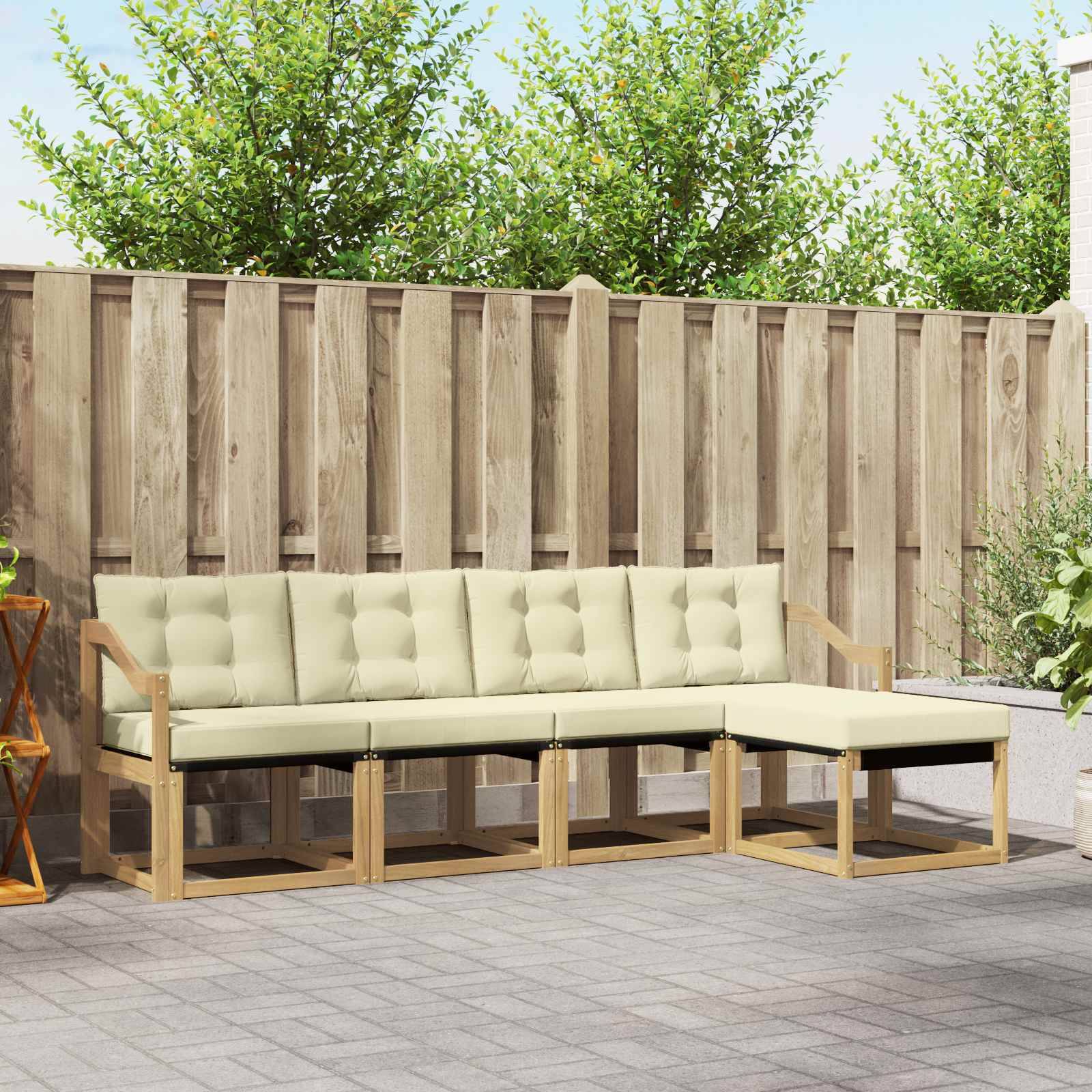 vidaXL Outdoor-Sofagarnitur mit Kissen 5 pcs Weiß und Creme