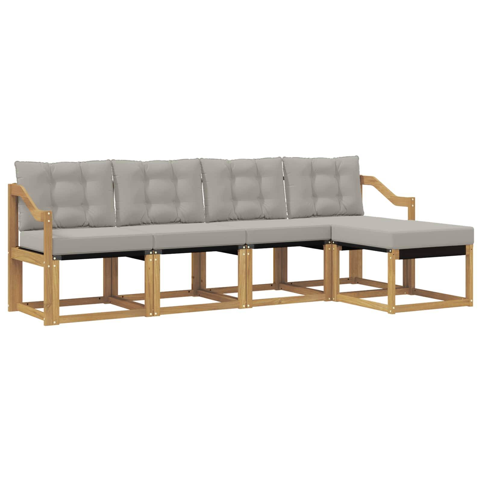 vidaXL Outdoor-Sofagarnitur mit Kissen 5 pcs Weiß und Hellgrau