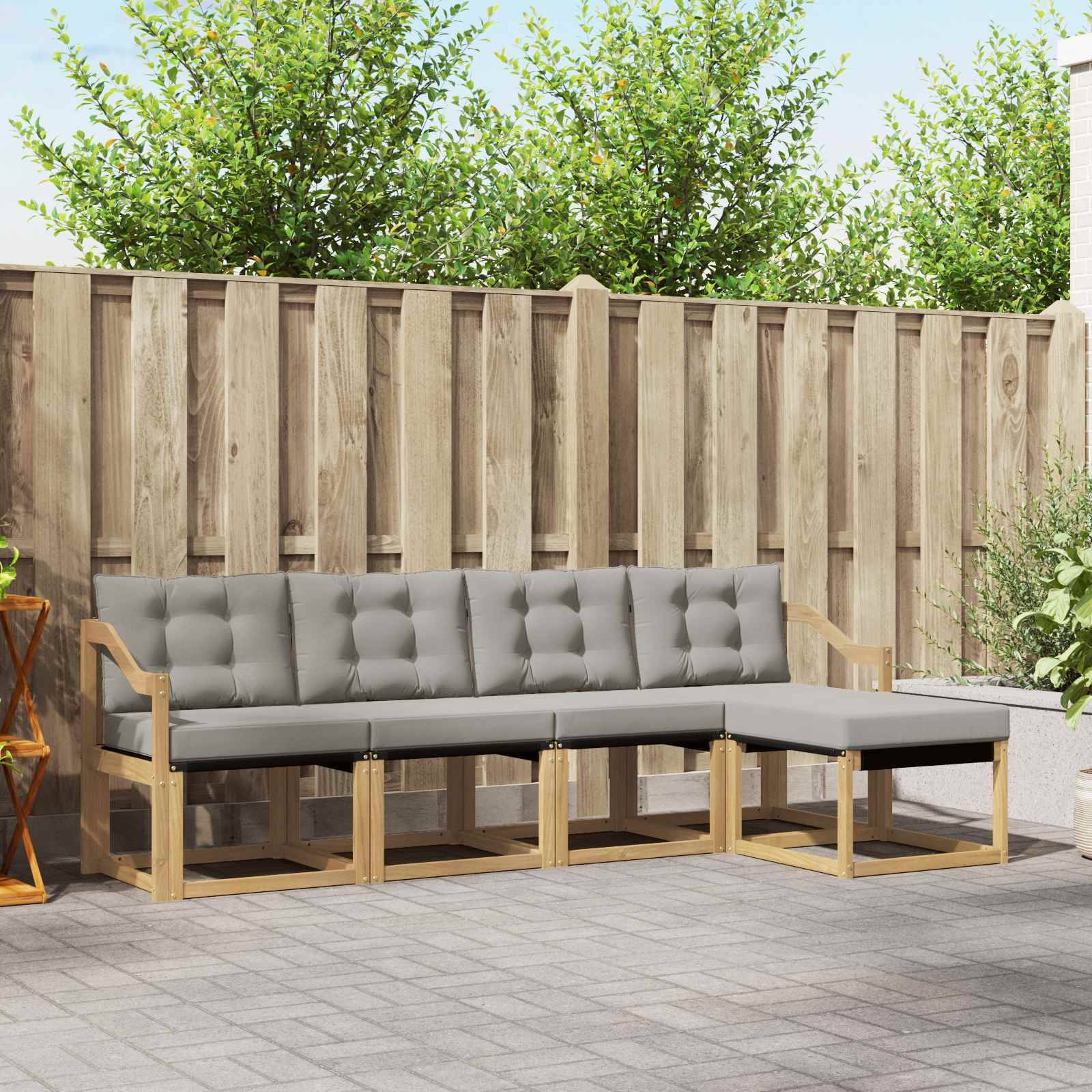 vidaXL Outdoor-Sofagarnitur mit Kissen 5 pcs Weiß und Hellgrau
