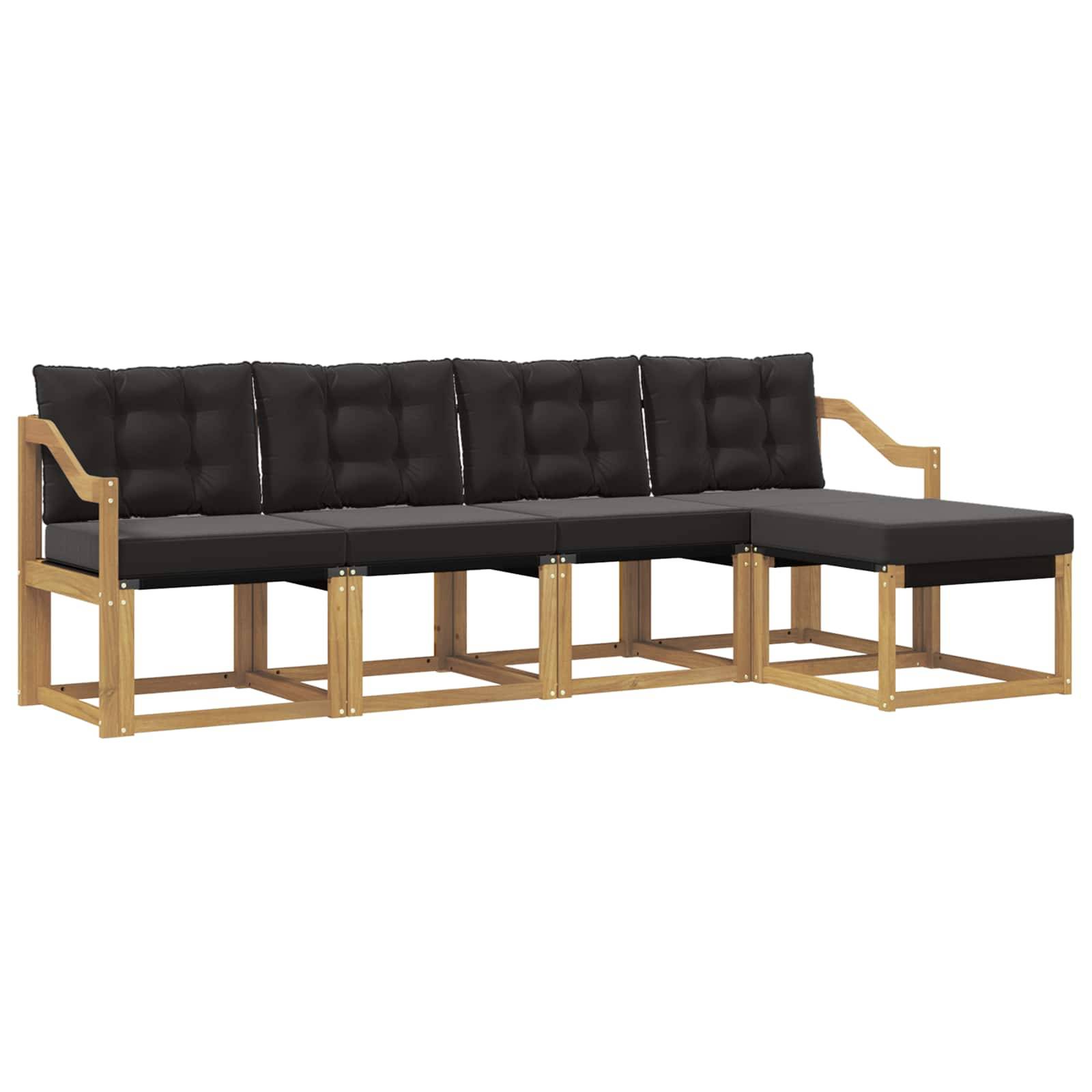 vidaXL Outdoor-Sofagarnitur mit Kissen 5 pcs Weiß und Schwarz