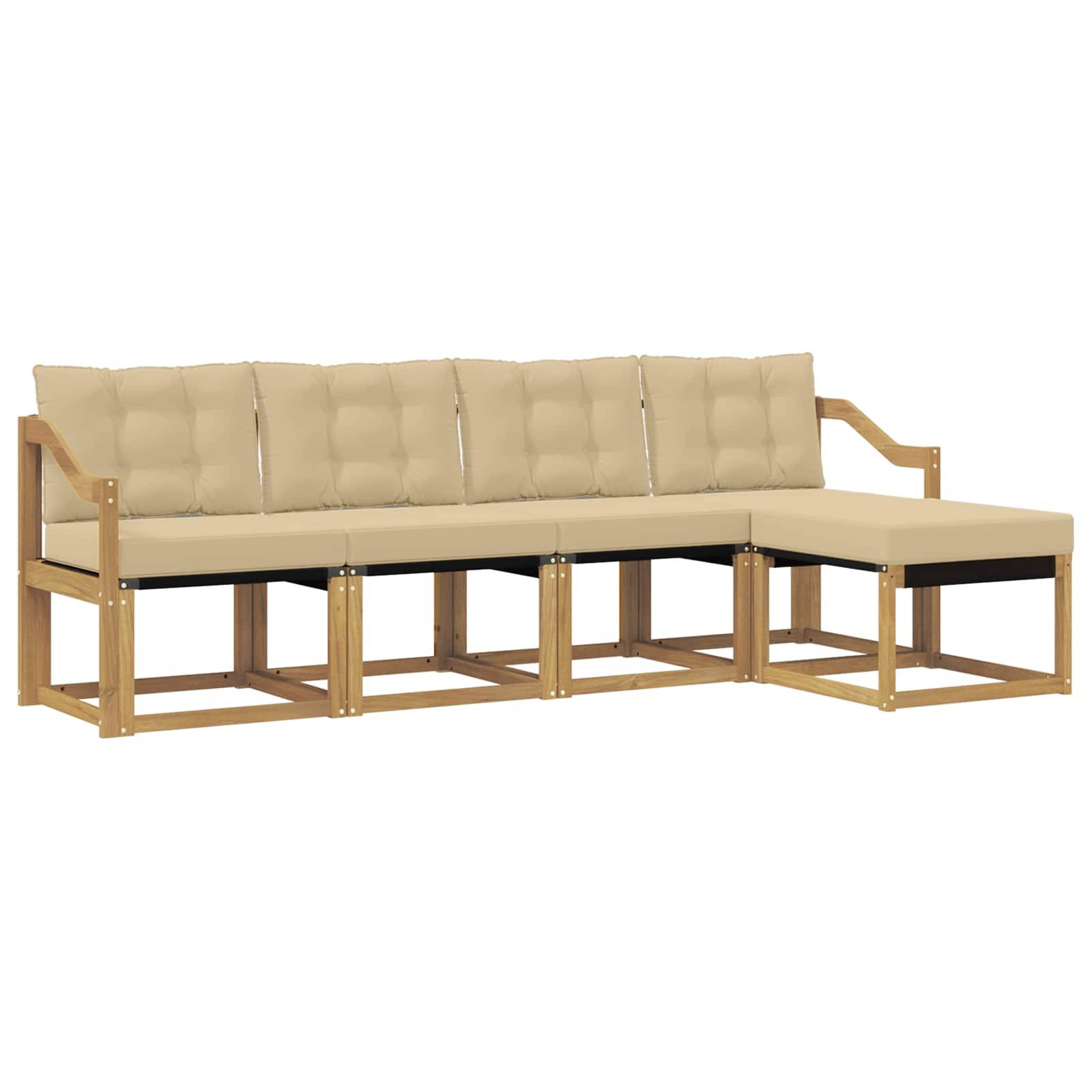 vidaXL Outdoor-Sofagarnitur mit Kissen 5 pcs Weiß und Beige