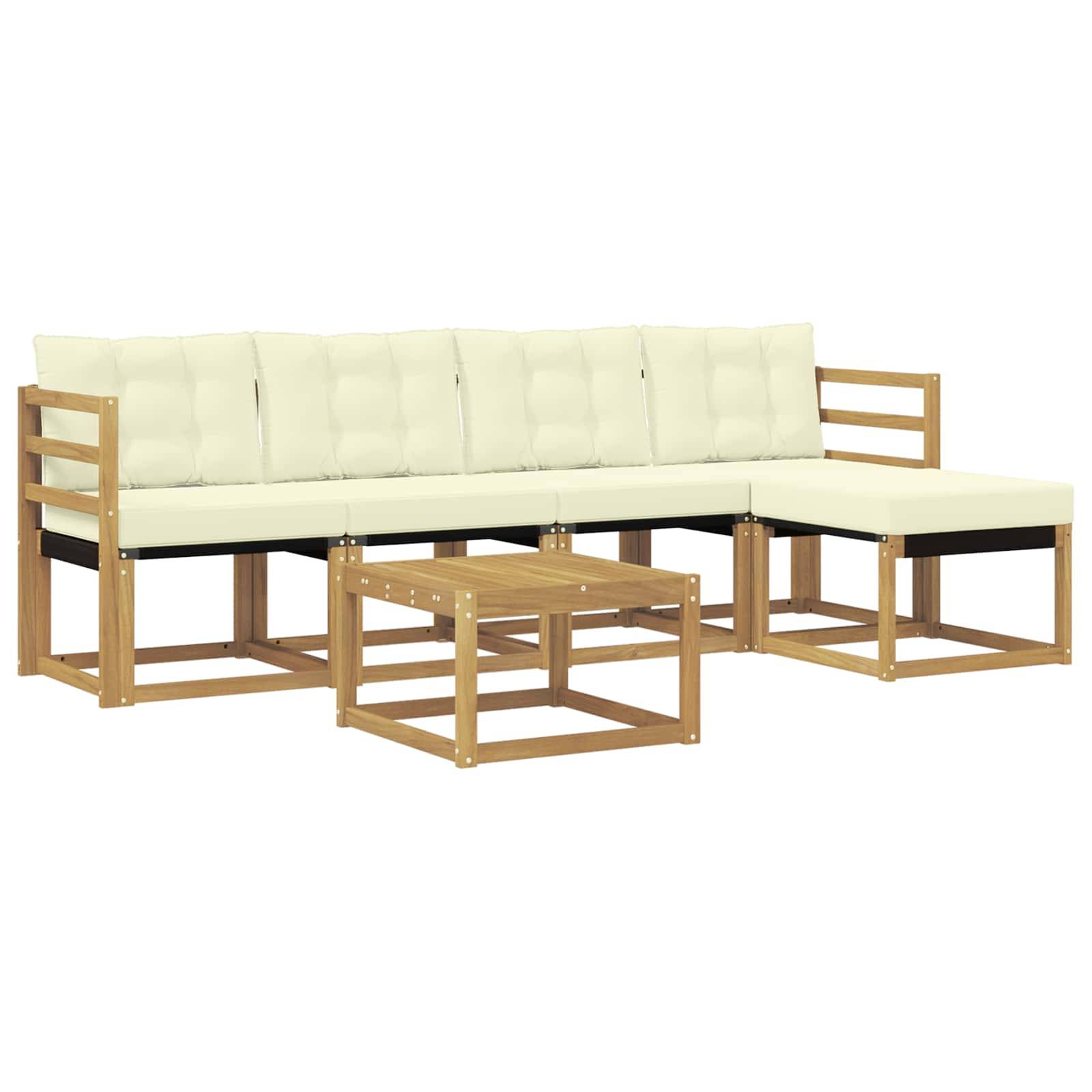 vidaXL Outdoor-Sofagarnitur mit Kissen 6 pcs Weiß und Creme
