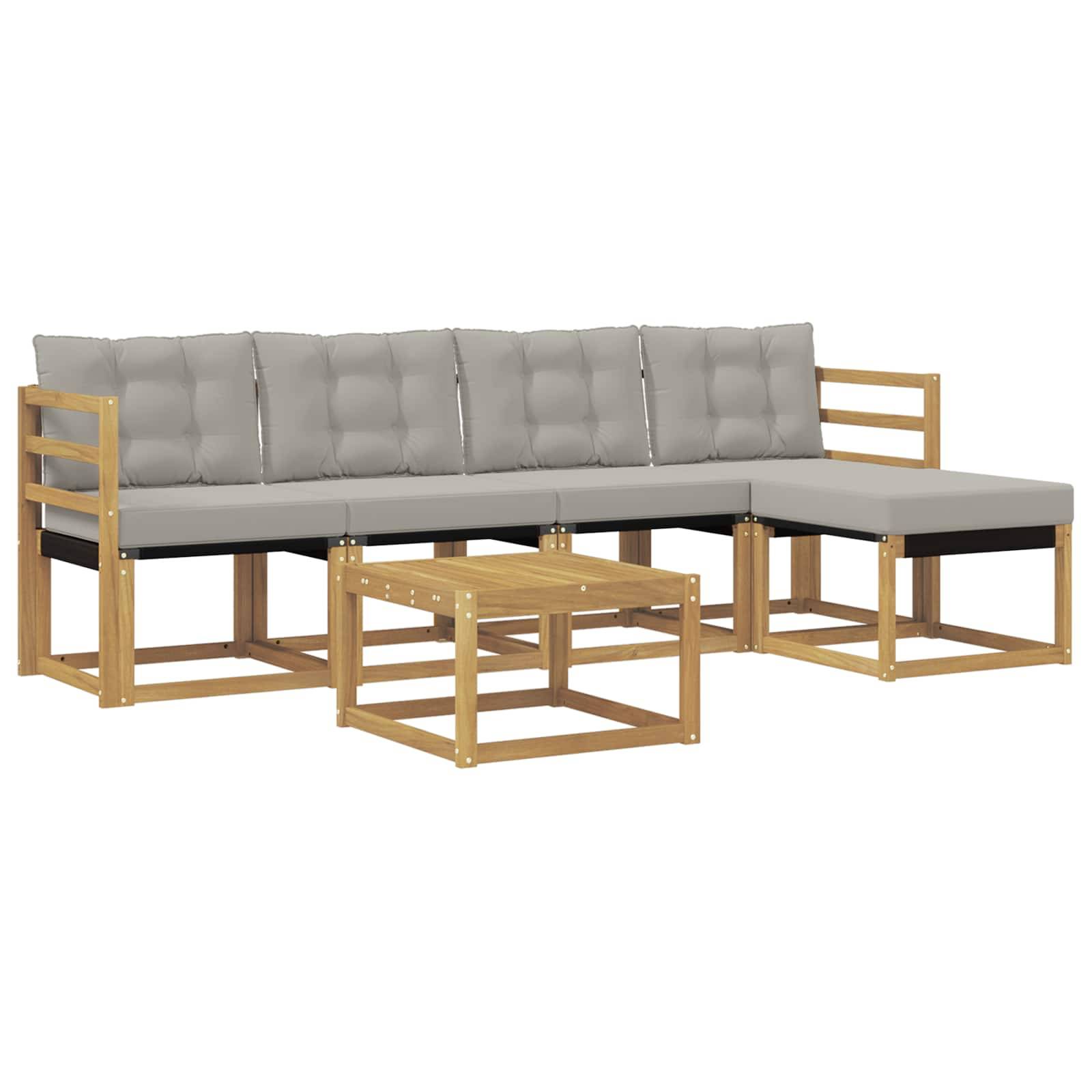 vidaXL Outdoor-Sofagarnitur mit Kissen 6 pcs Weiß und Hellgrau