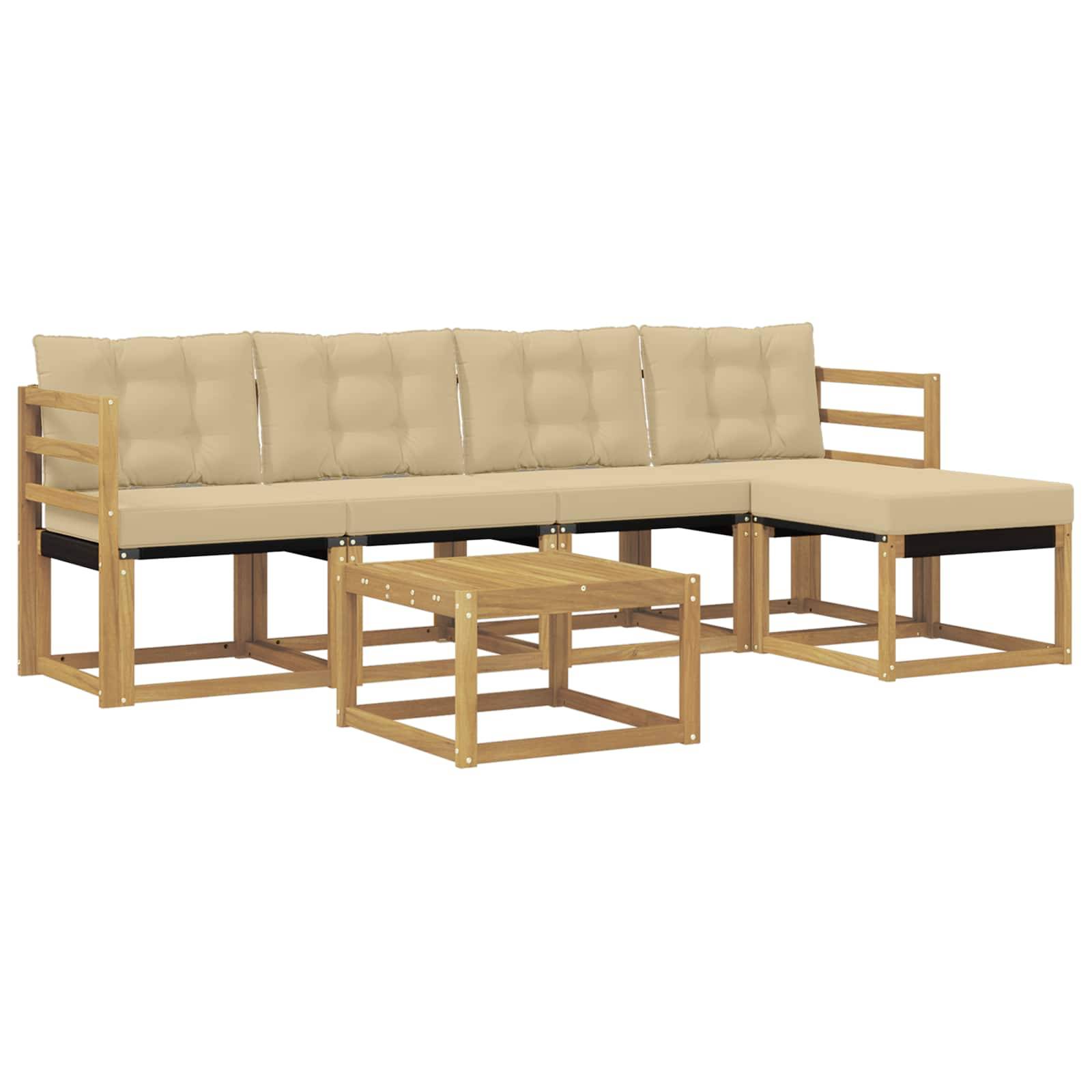 vidaXL Outdoor-Sofagarnitur mit Kissen 6 pcs Weiß und Beige
