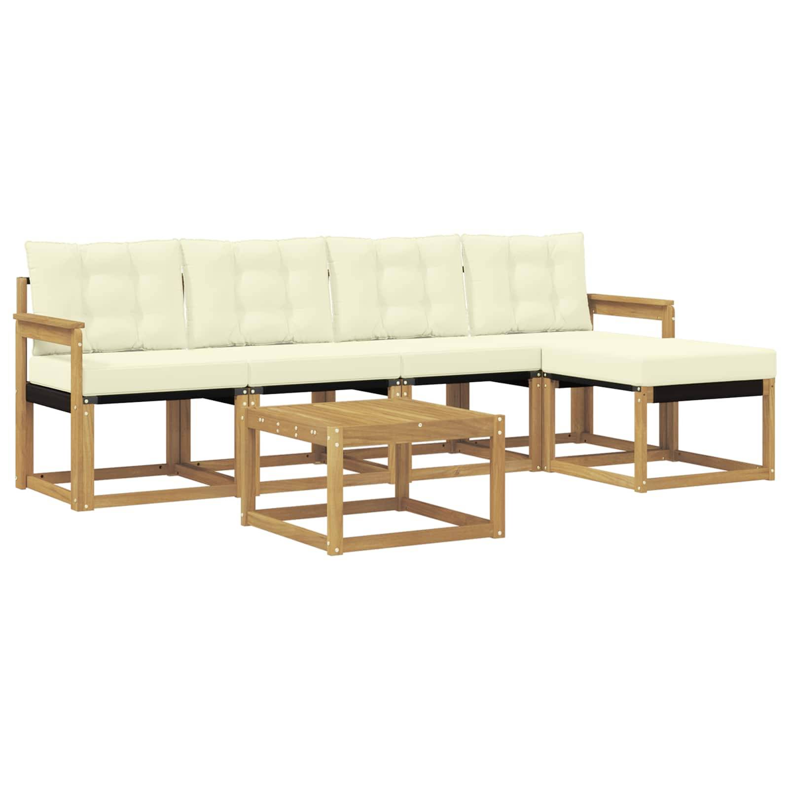 vidaXL Outdoor-Sofagarnitur mit Kissen 6 pcs Weiß und Creme