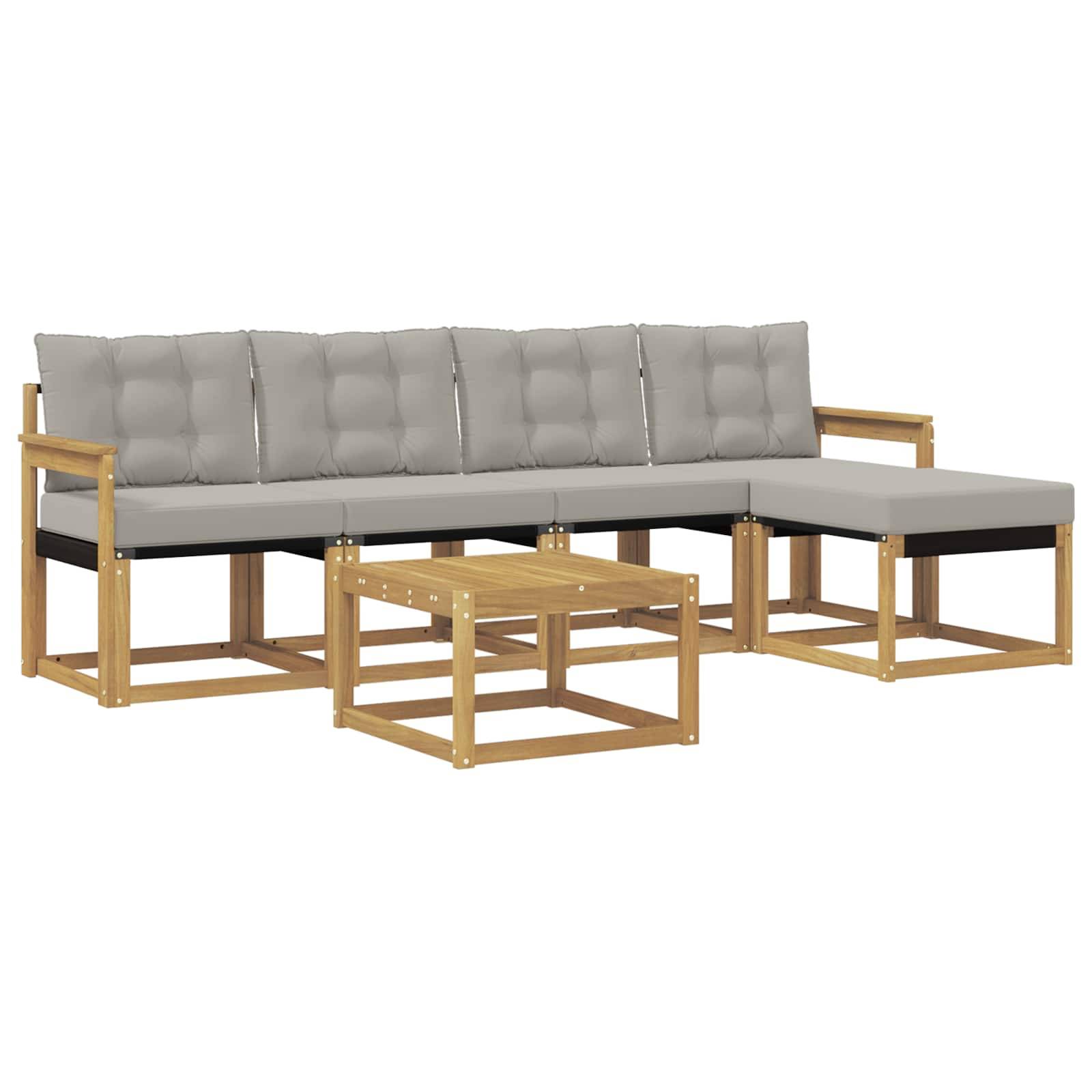 vidaXL Outdoor-Sofagarnitur mit Kissen 6 pcs Weiß und Hellgrau