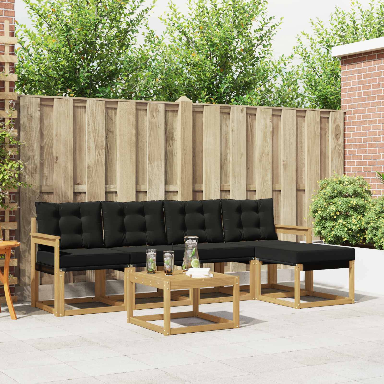 vidaXL Outdoor-Sofagarnitur mit Kissen 6 pcs Weiß und Schwarz