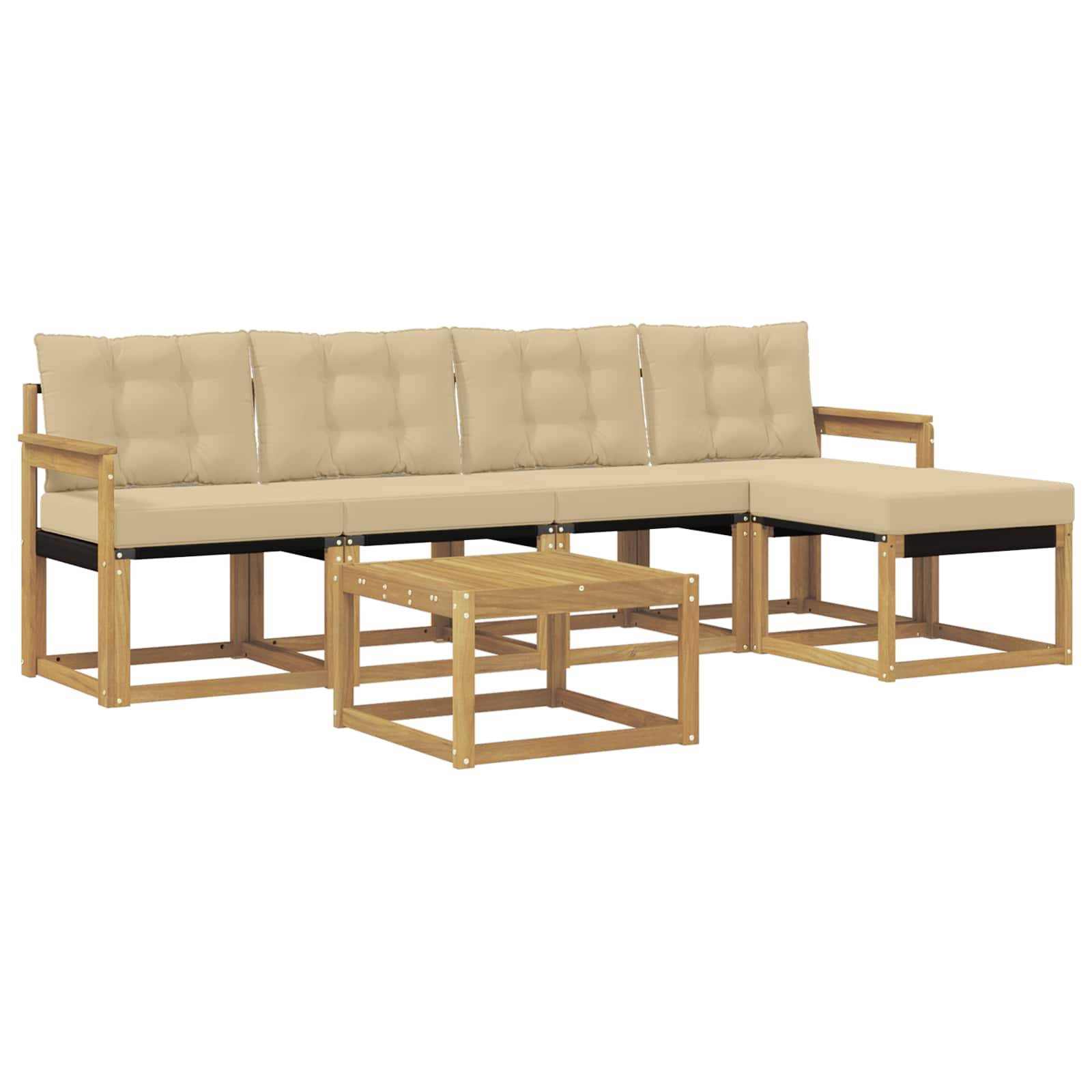 vidaXL Outdoor-Sofagarnitur mit Kissen 6 pcs Weiß und Beige