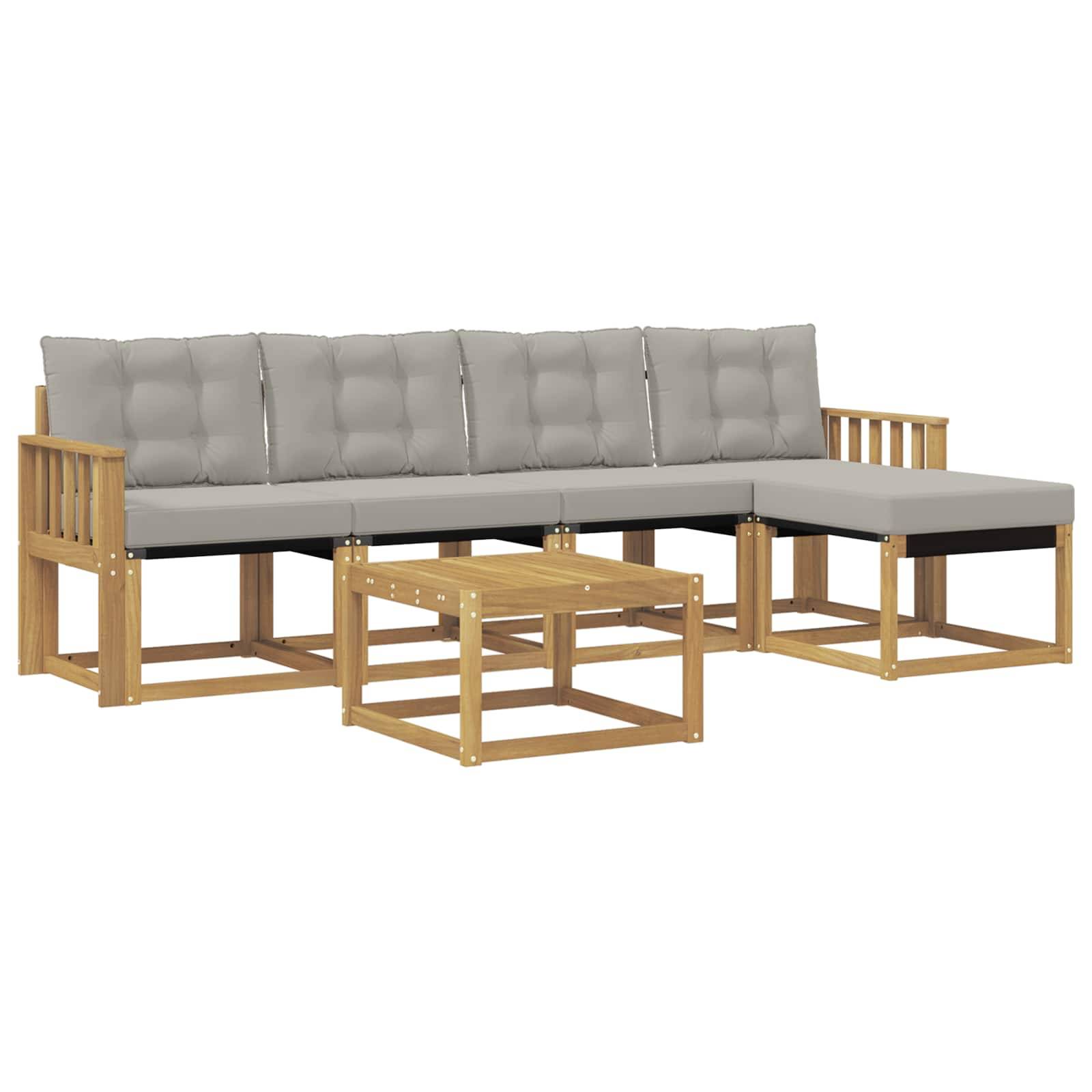 vidaXL Outdoor-Sofagarnitur mit Kissen 6 pcs Weiß und Hellgrau