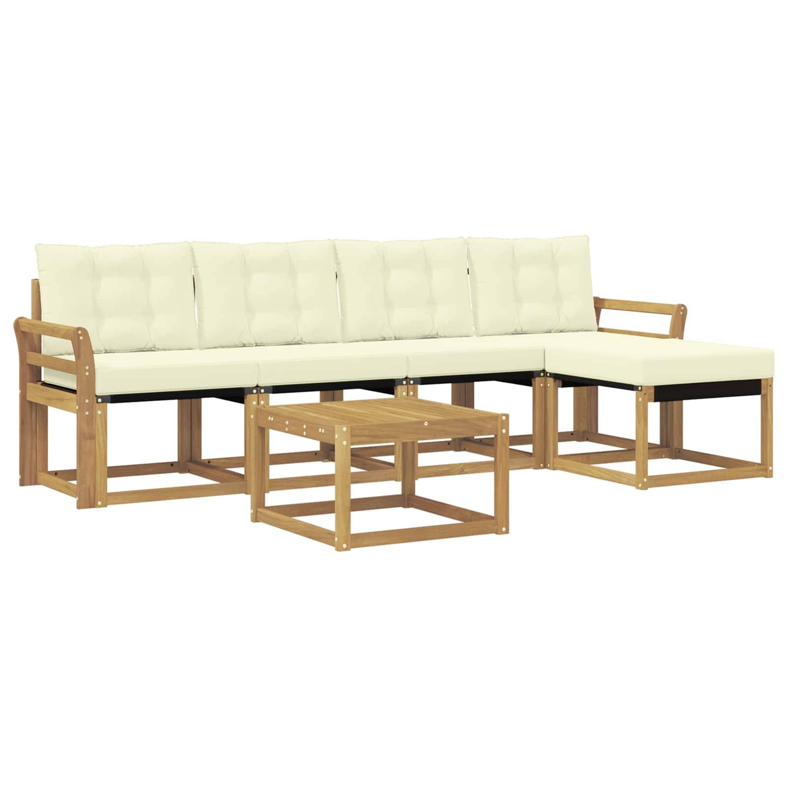 vidaXL Outdoor-Sofagarnitur mit Kissen 6 pcs Weiß und Creme