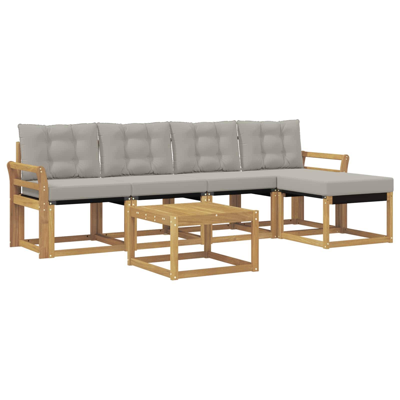 vidaXL Outdoor-Sofagarnitur mit Kissen 6 pcs Weiß und Hellgrau